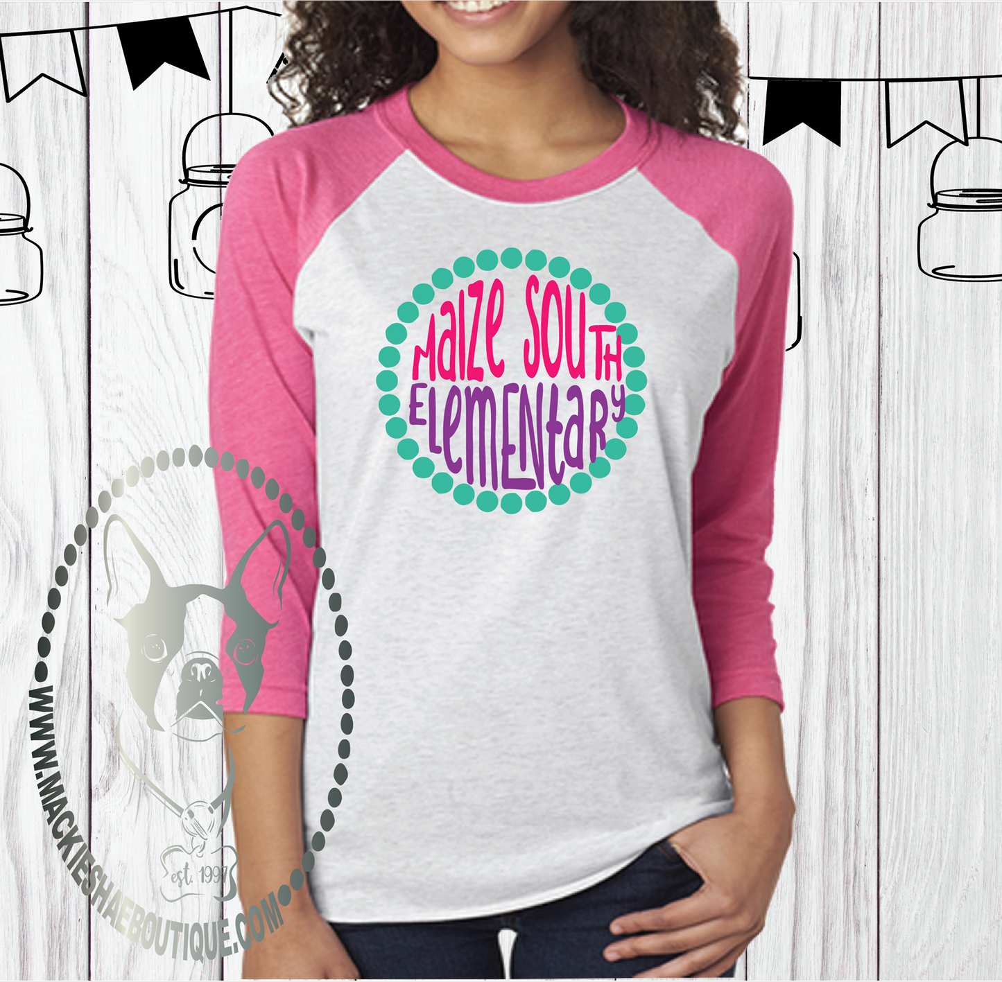 Maize South Elementary Fun Circle Custom Shirt, Soft 3/4 Sleeve