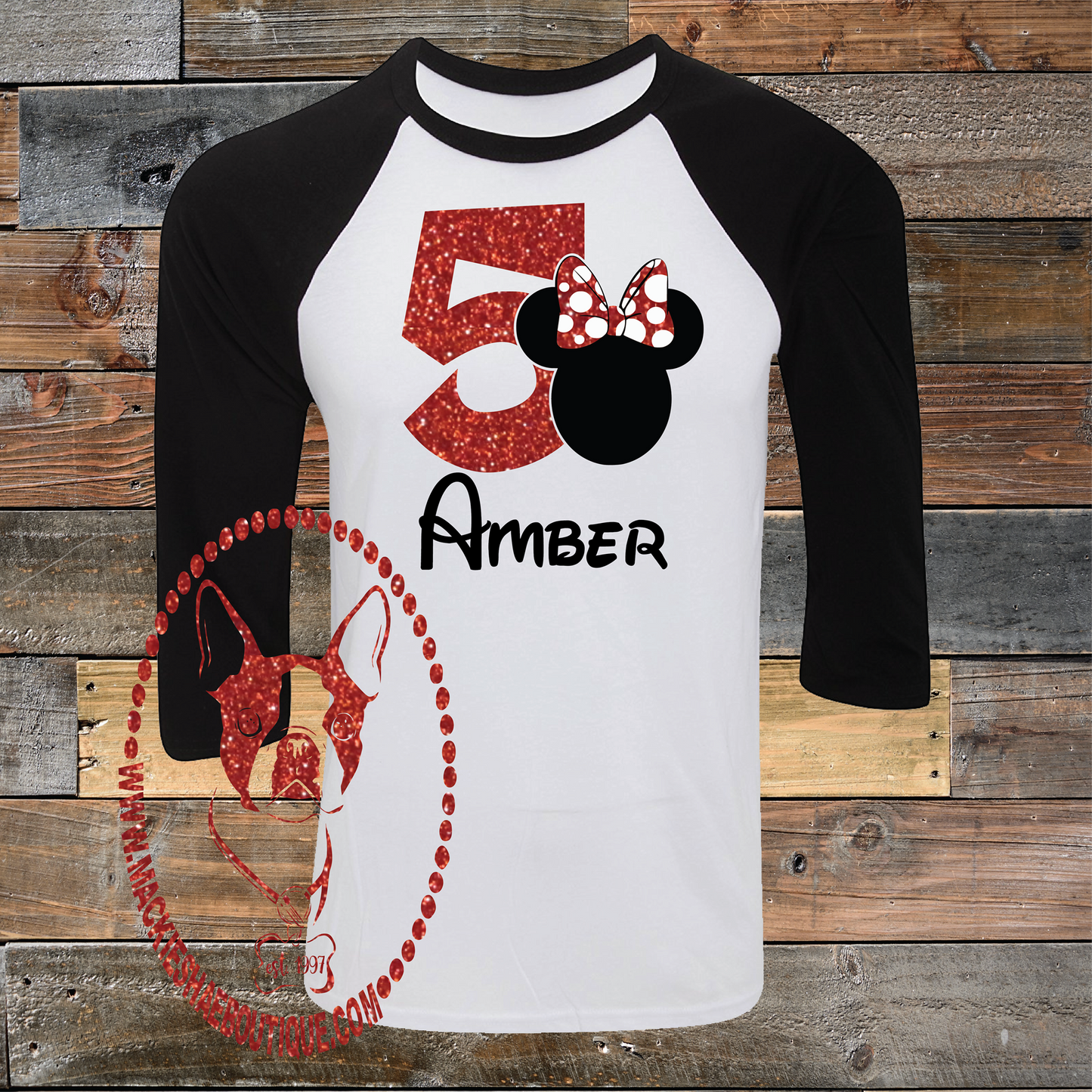 Minnie Birthday Custom Shirt for Kids, 3/4 Sleeve