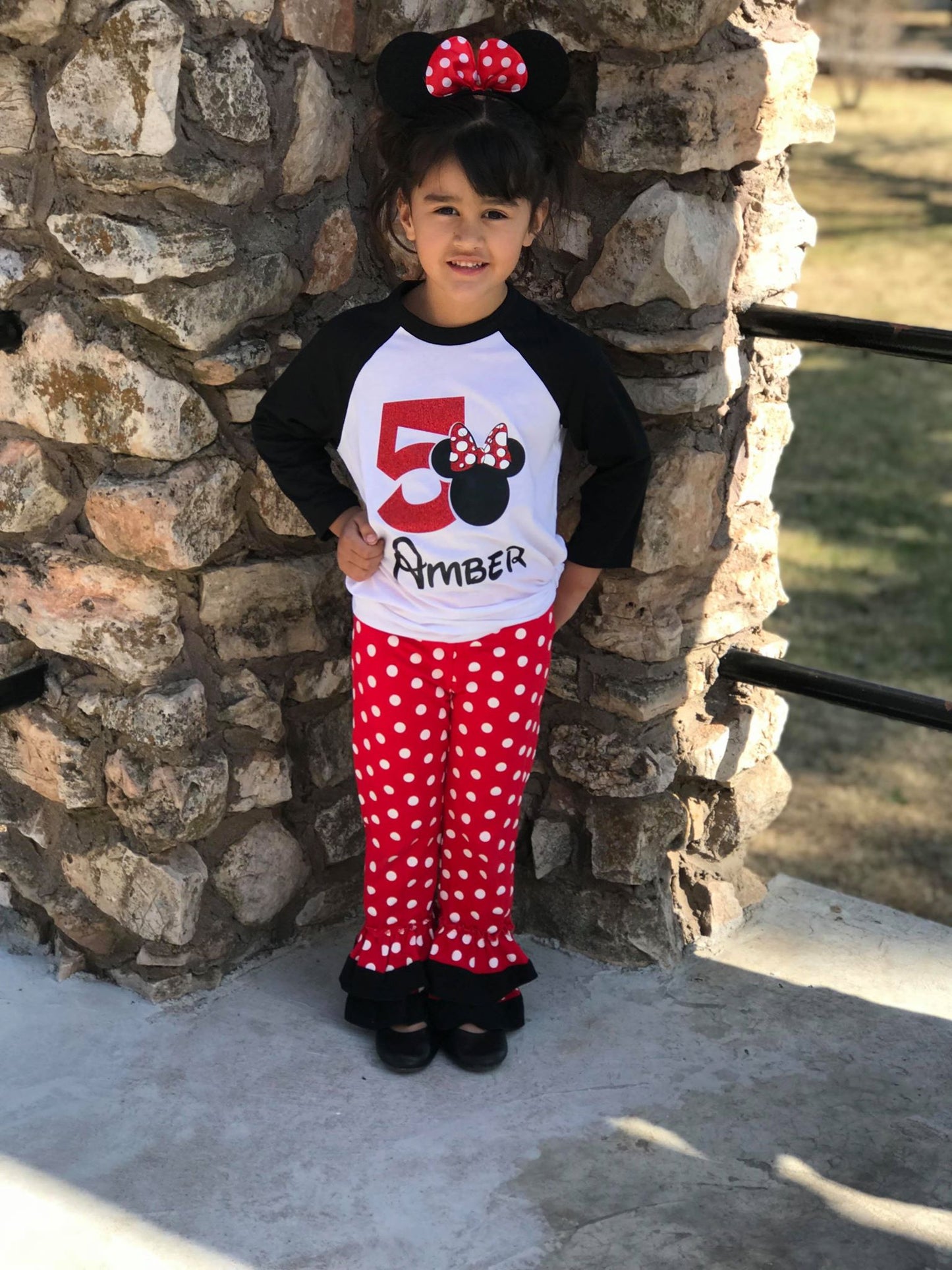 Minnie Birthday Custom Shirt for Kids, 3/4 Sleeve