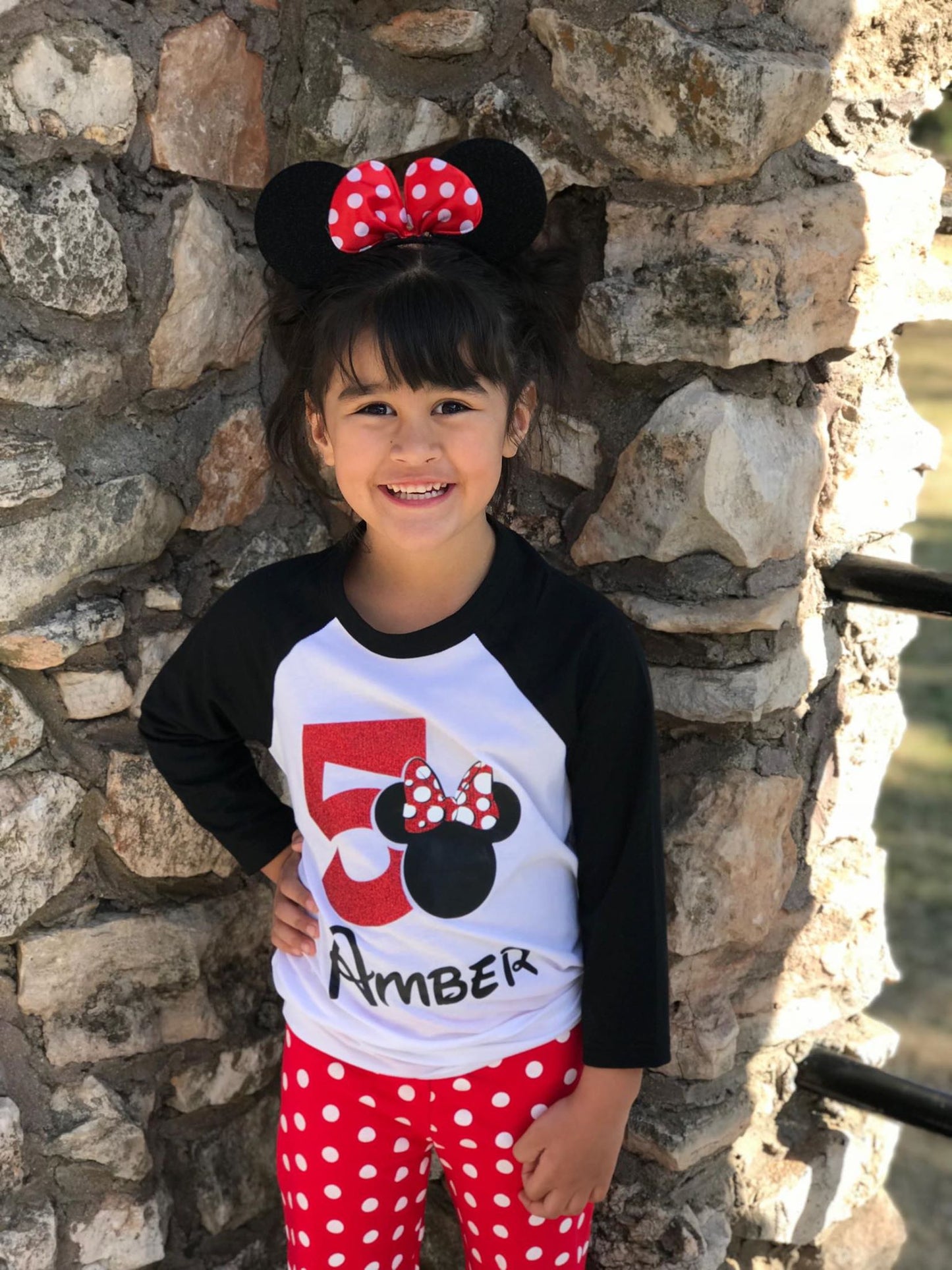 Minnie Birthday Custom Shirt for Kids, 3/4 Sleeve