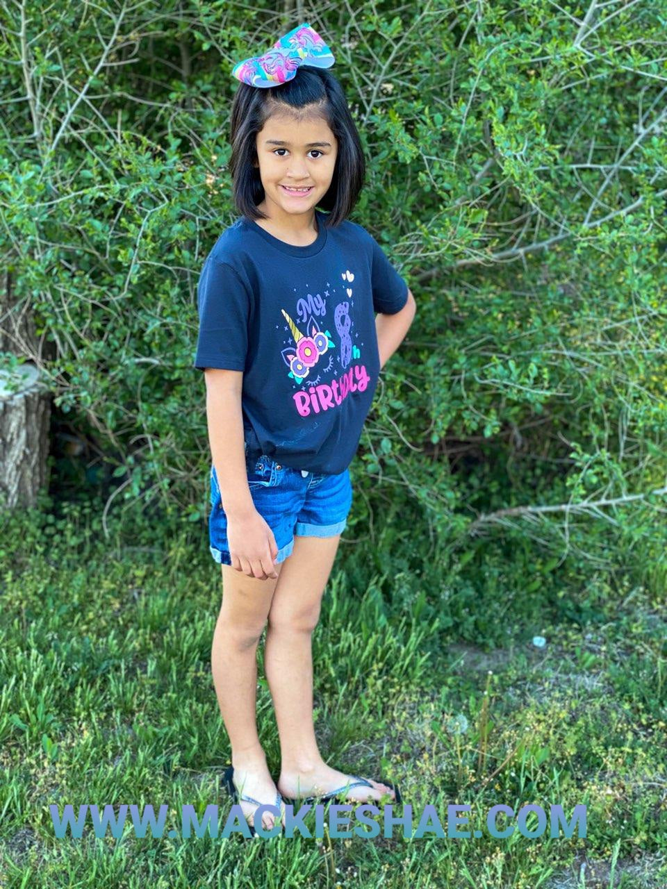 My 8th Birthday Unicorn Custom Shirt for Kids, Soft Short Sleeve (Get any Number)
