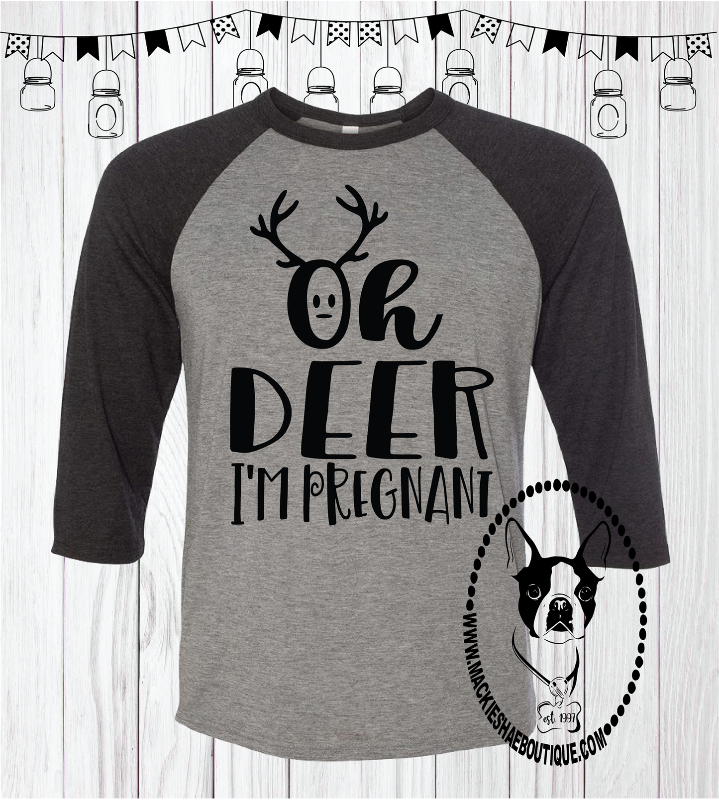 Oh Deer I'm Pregnant Custom Shirt, Soft 3/4 Sleeve Tee