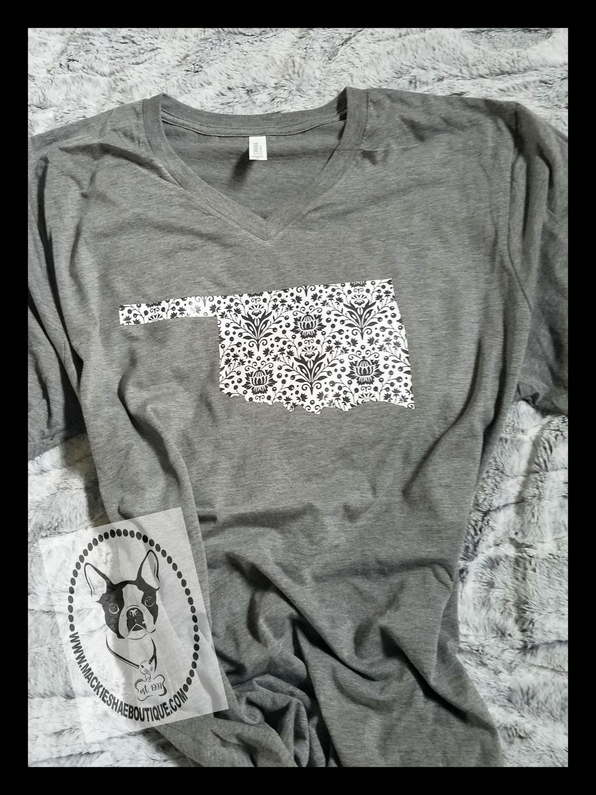 Oklahoma Black & White Design Custom Shirt, Short-Sleeve