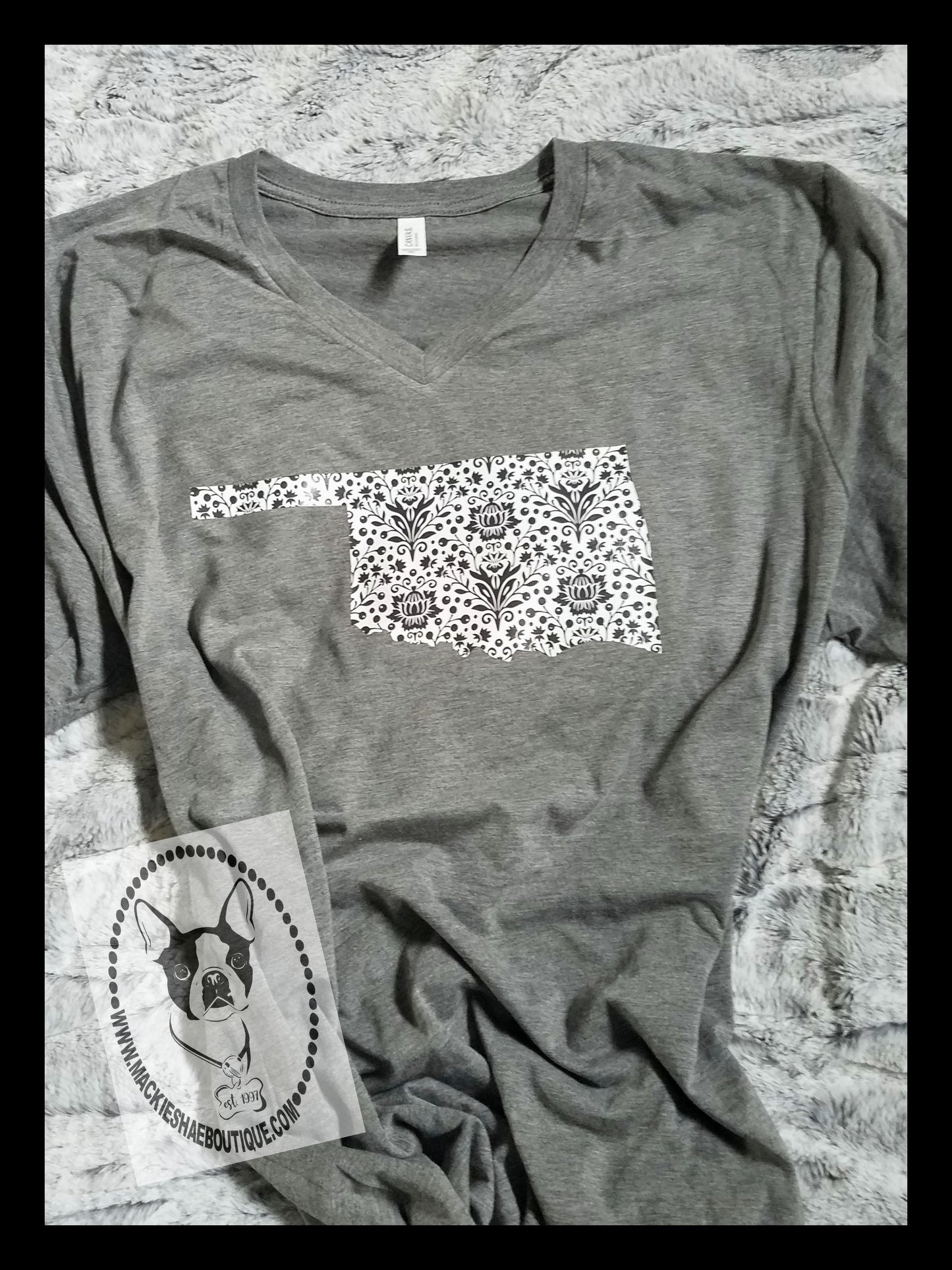 Oklahoma Black & White Design Custom Shirt, Short-Sleeve