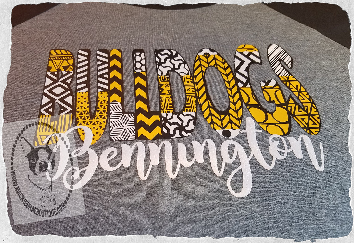 Bennington Bulldogs Patterned Team Custom Shirt, 3/4 Sleeve
