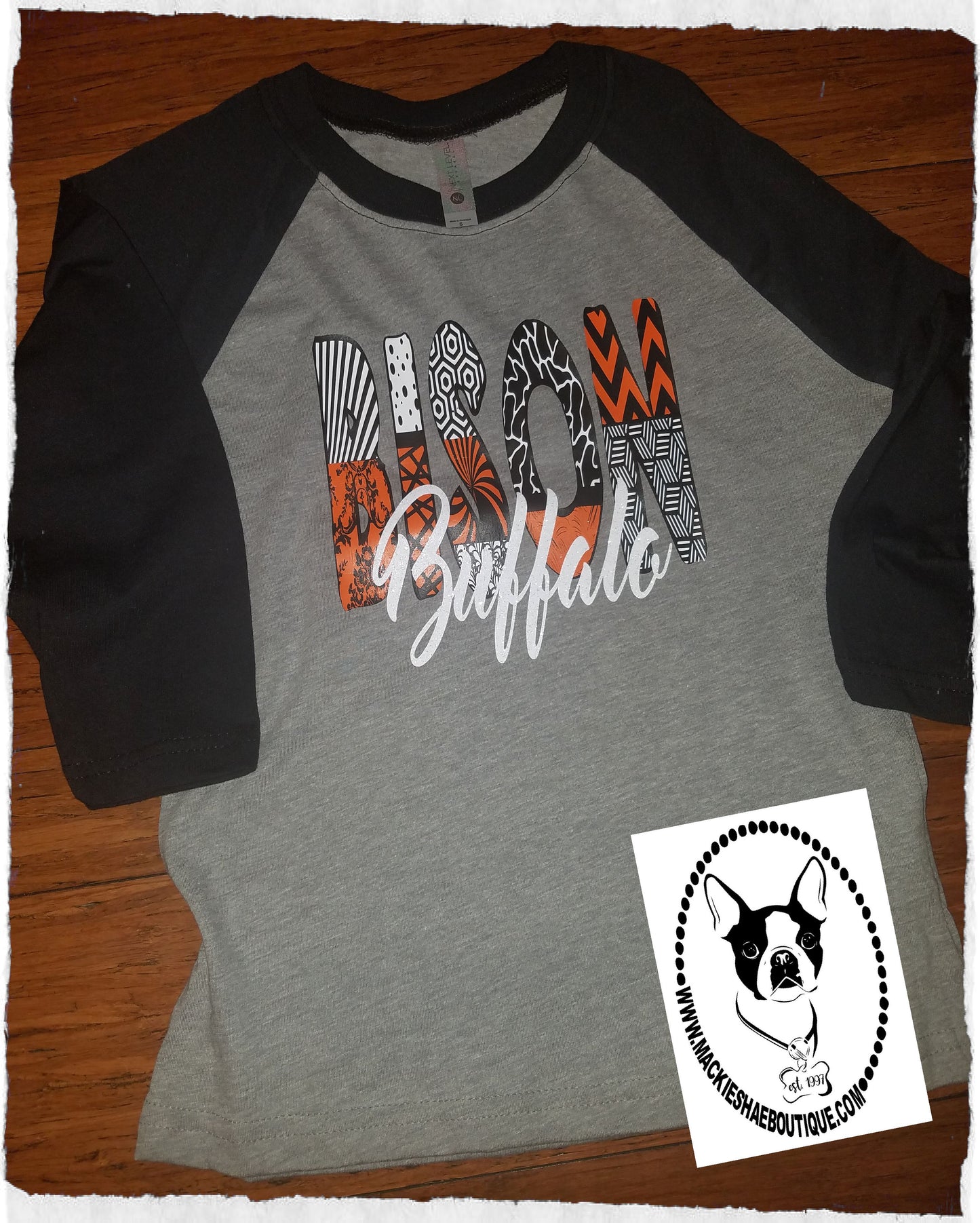 Buffalo Bison Patterned Custom Shirt for Kids, 3/4 Sleeve