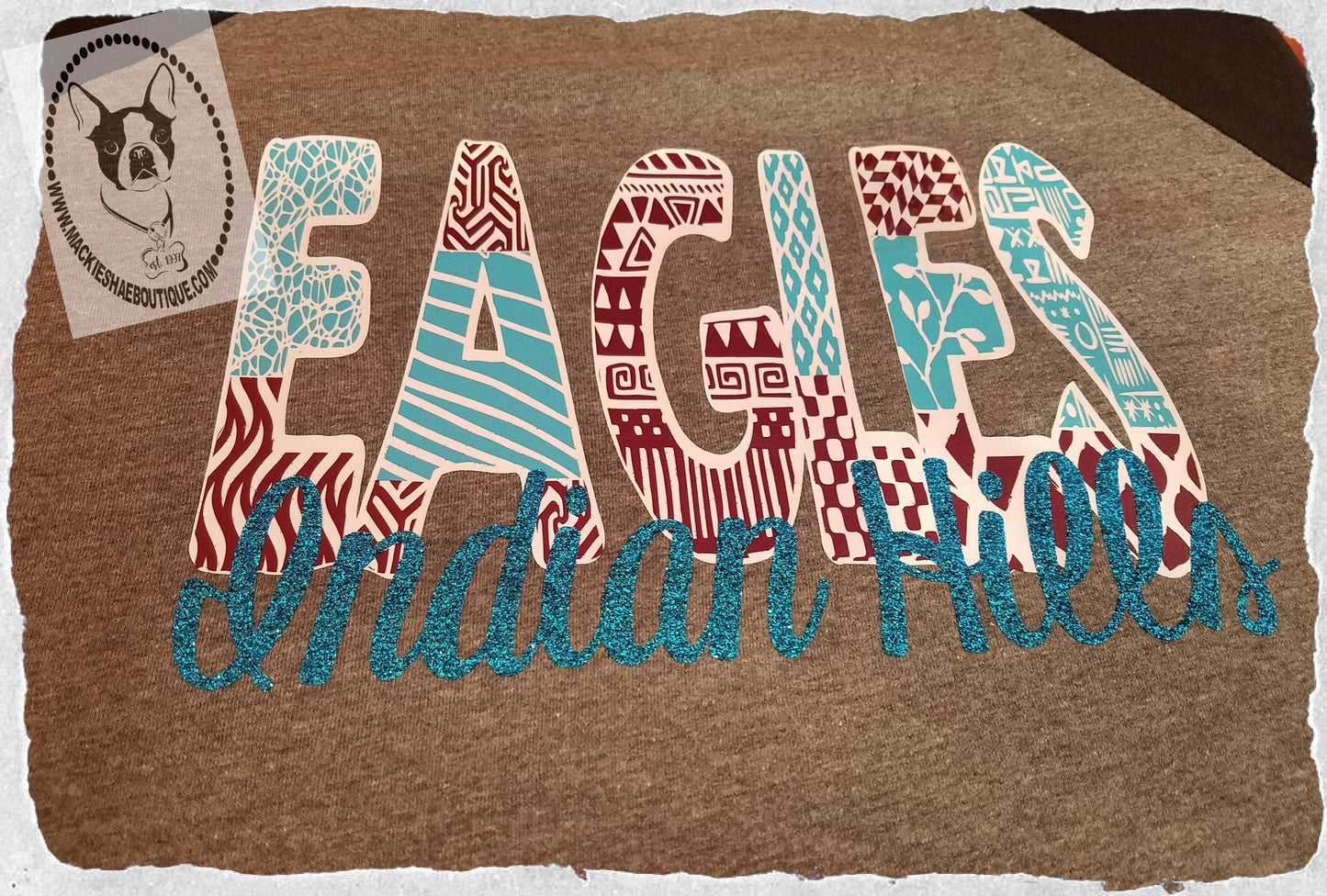 Indian Hills Eagles Patterned Team Custom Shirt, 3/4 Sleeve