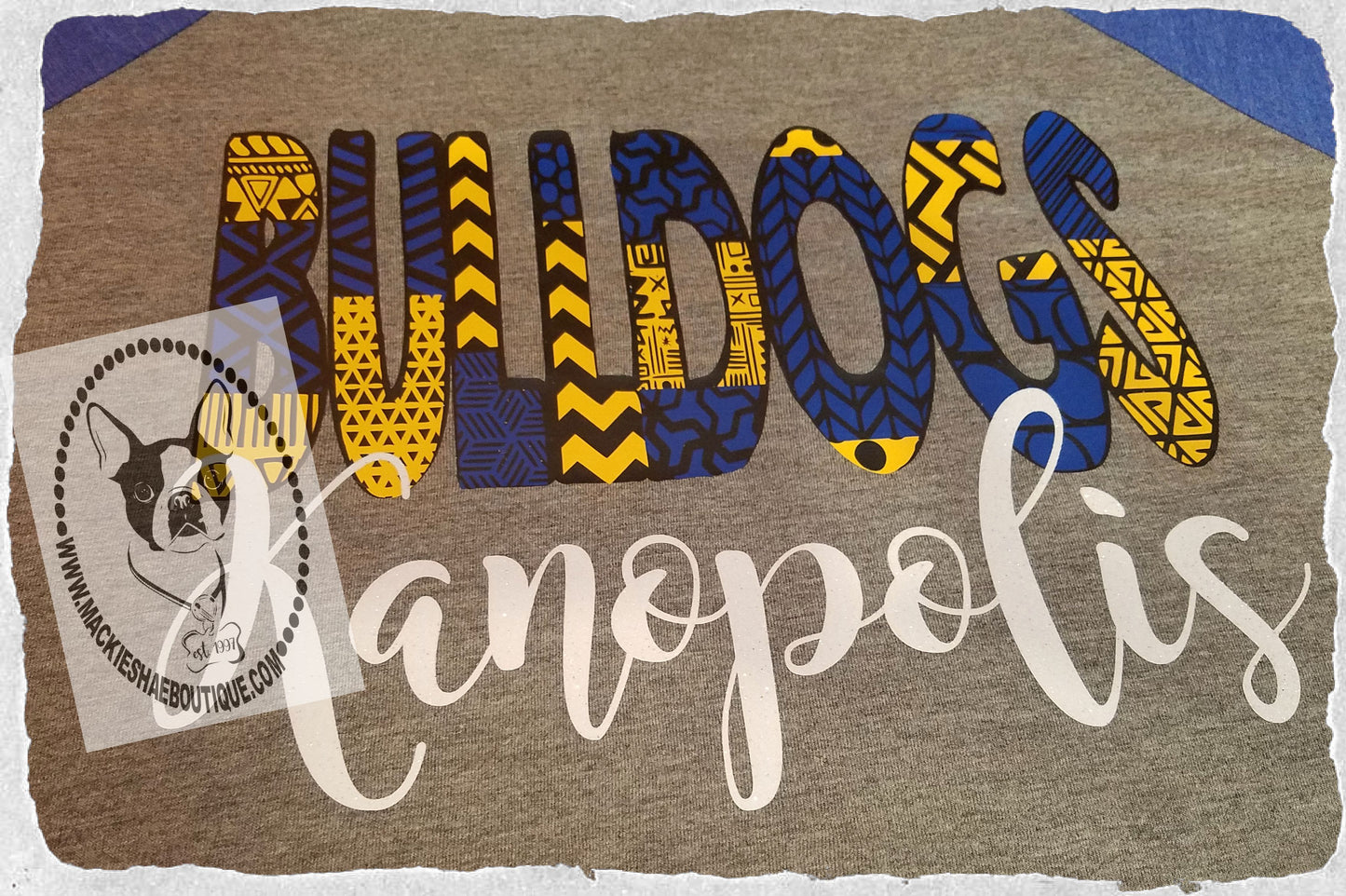 Kanopolis Bulldogs Patterned Custom Shirt, 3/4 Sleeve