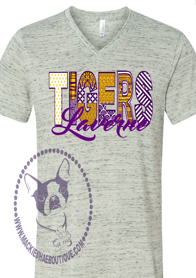 Laverne Tigers Patterned Team Custom Shirt, Short Sleeve