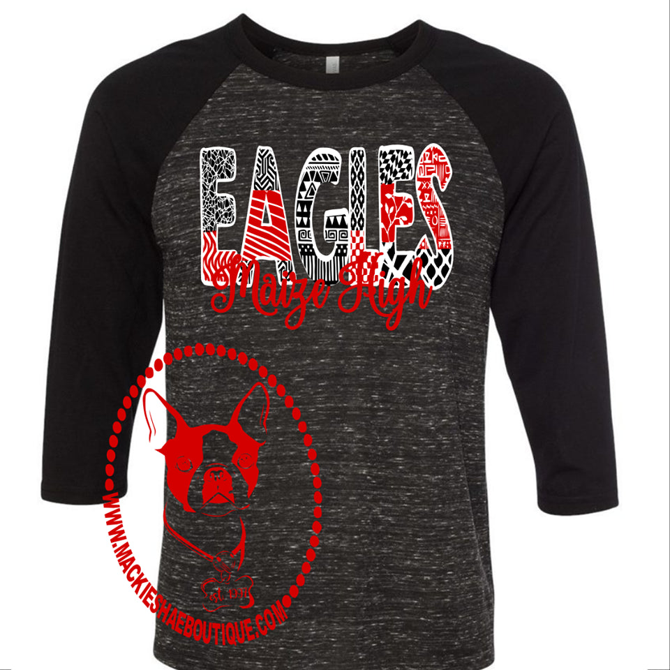 Maize High Eagles Patterned Custom Shirt. 3/4 Sleeve