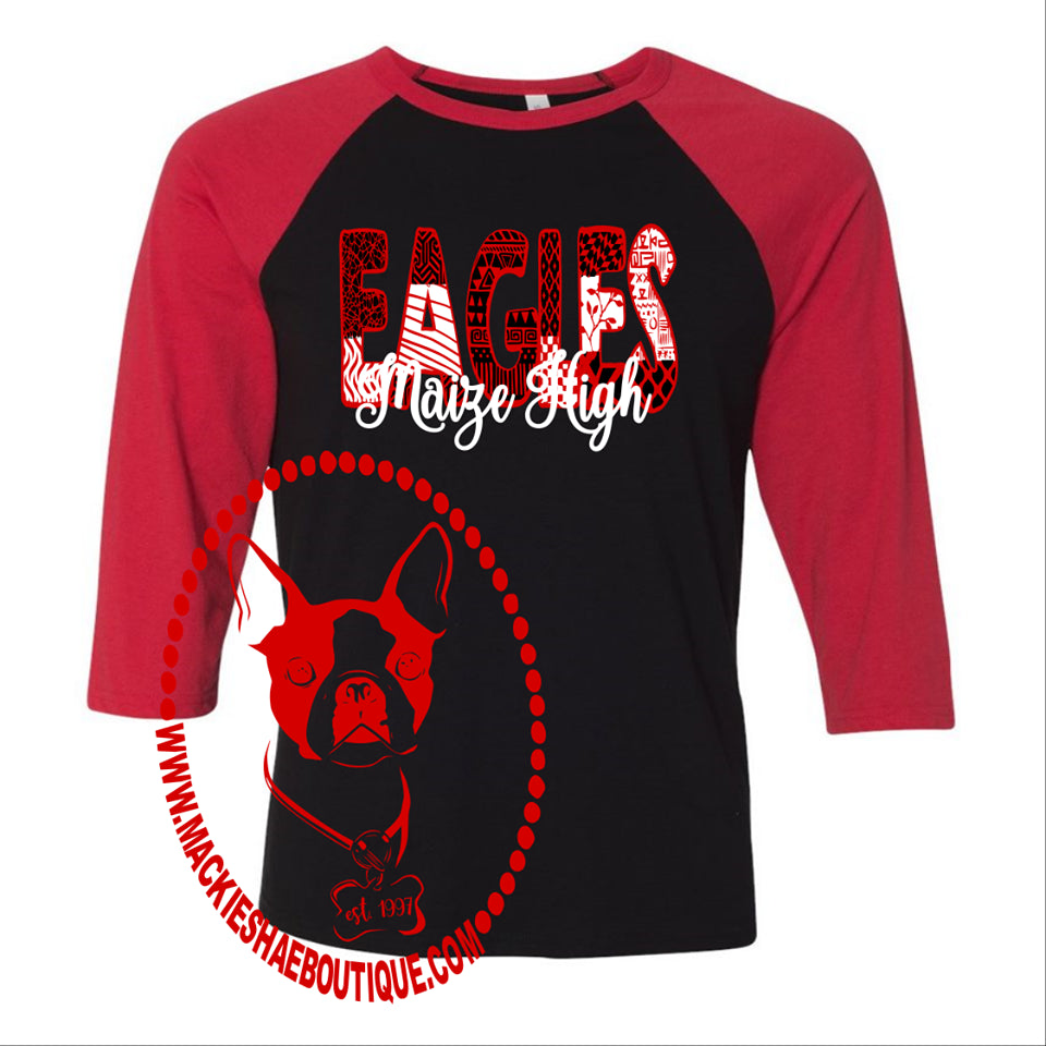Maize High Eagles Patterned Custom Shirt. 3/4 Sleeve