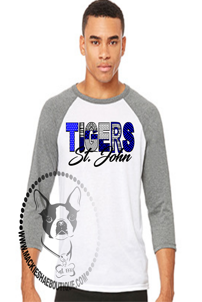 St. John Tigers Patterned Custom Shirt, 3/4 Sleeve