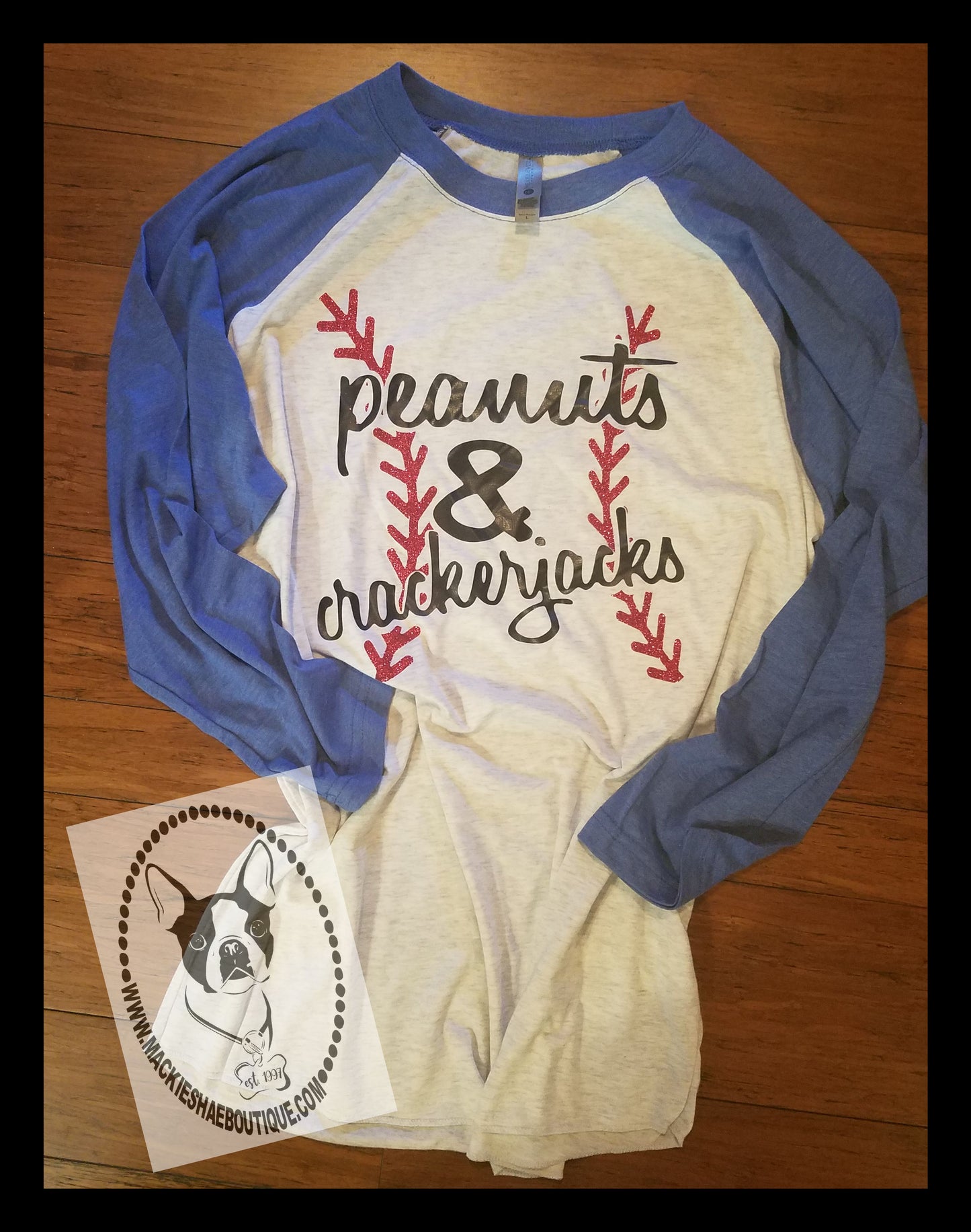 Peanuts & Crackerjacks Baseball Custom Shirt, 3/4 Sleeve