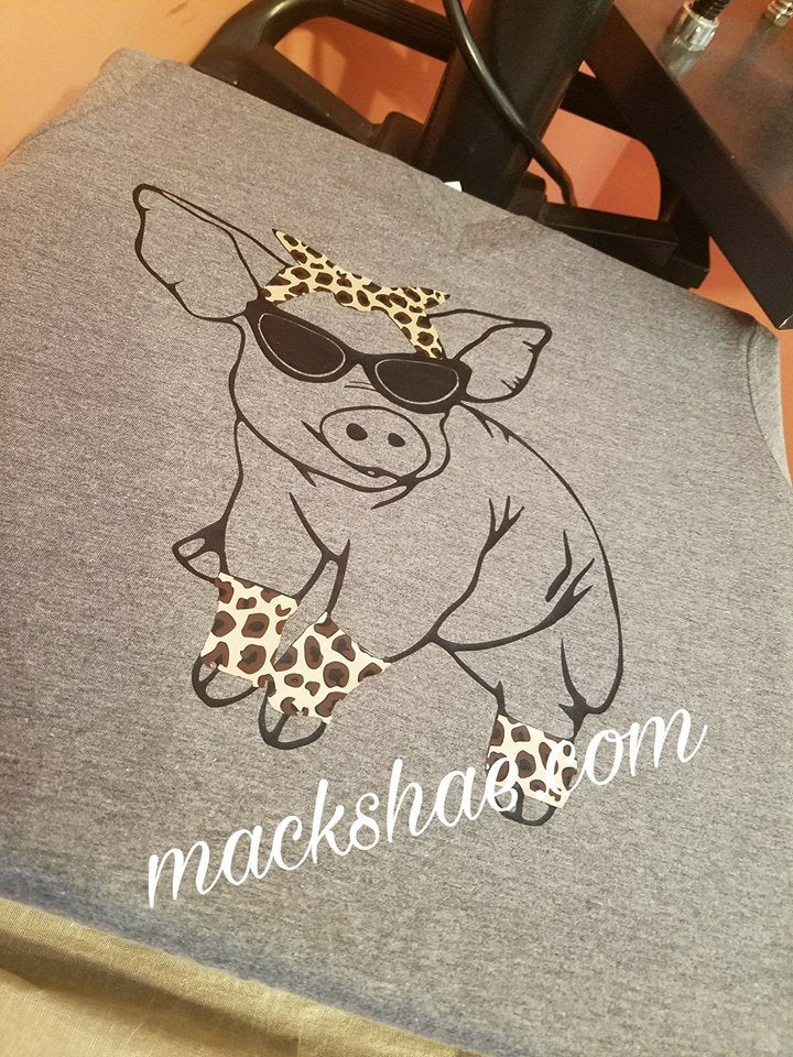 Lady Pig with Sunglasses Custom Shirt for Adults, Short-Sleeve