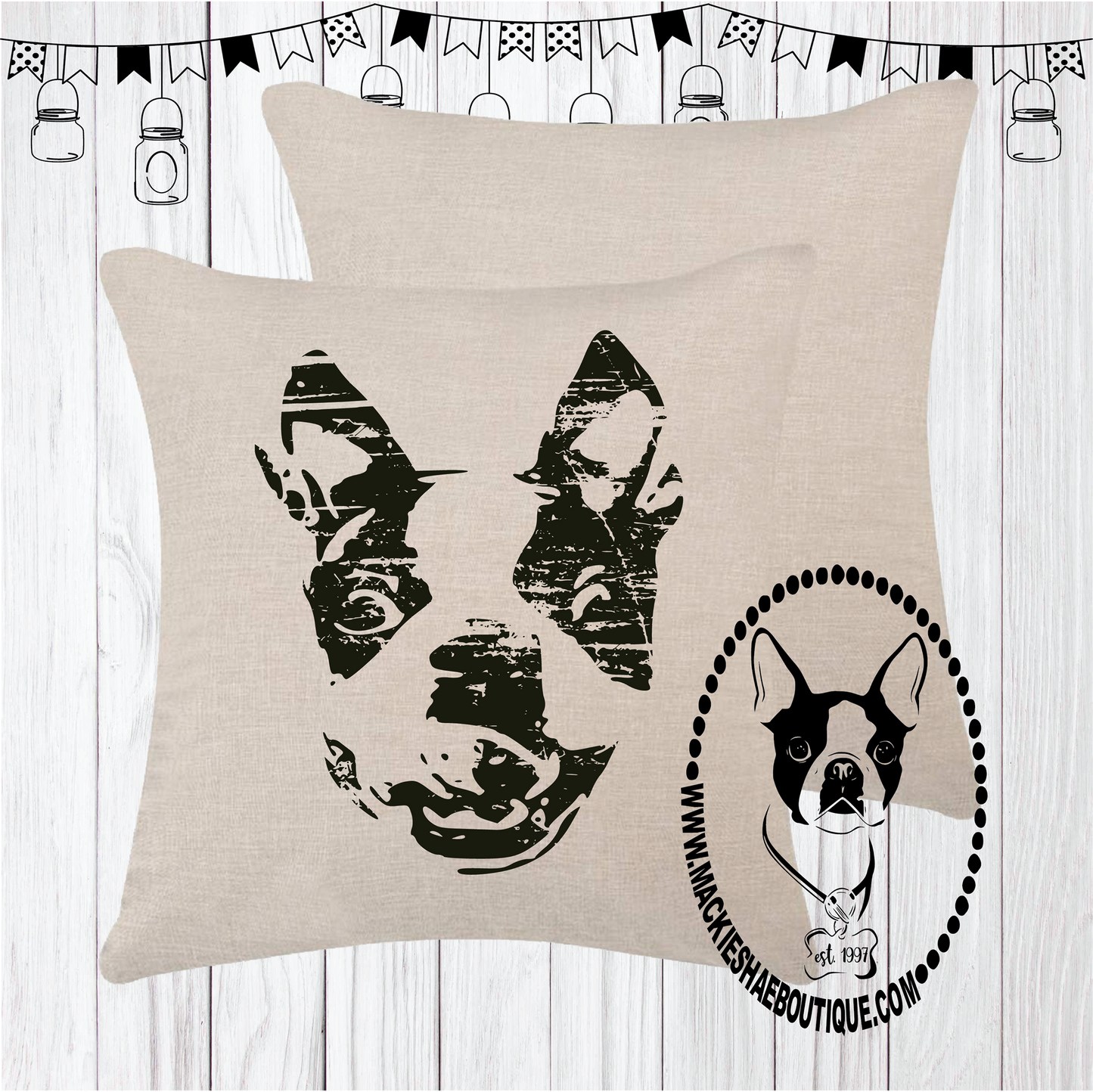 Boston Terrior Custom Pillow Cover