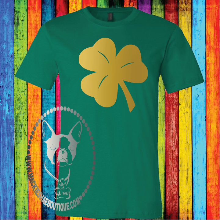 Metallic Gold or Glitter Gold Shamrock Custom Shirt Custom Shirt, Short Sleeve for Youth and Adults