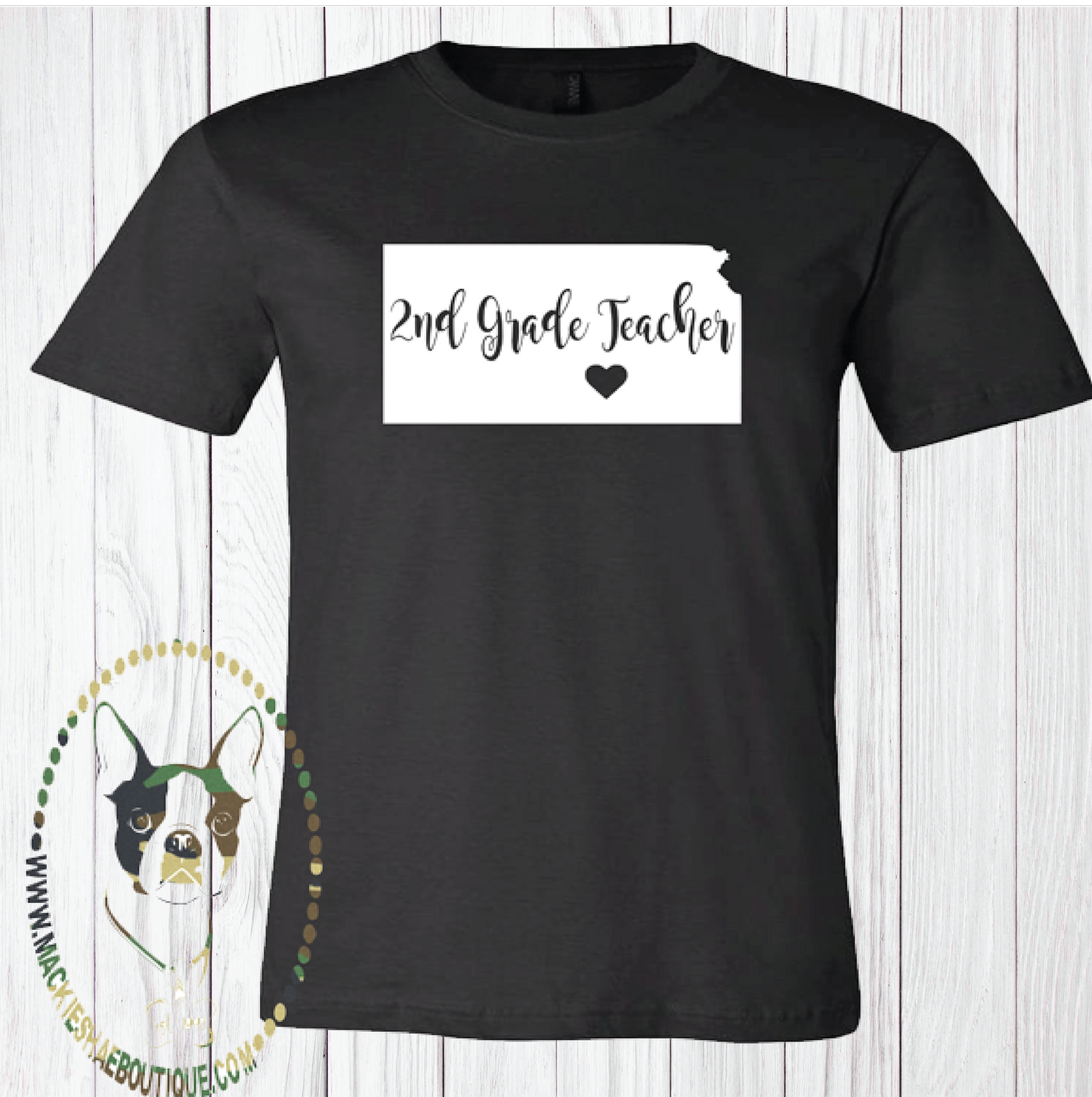 Kansas 2nd Grade Teacher Custom Shirt (Pick any state, town, and grade), Short Sleeve