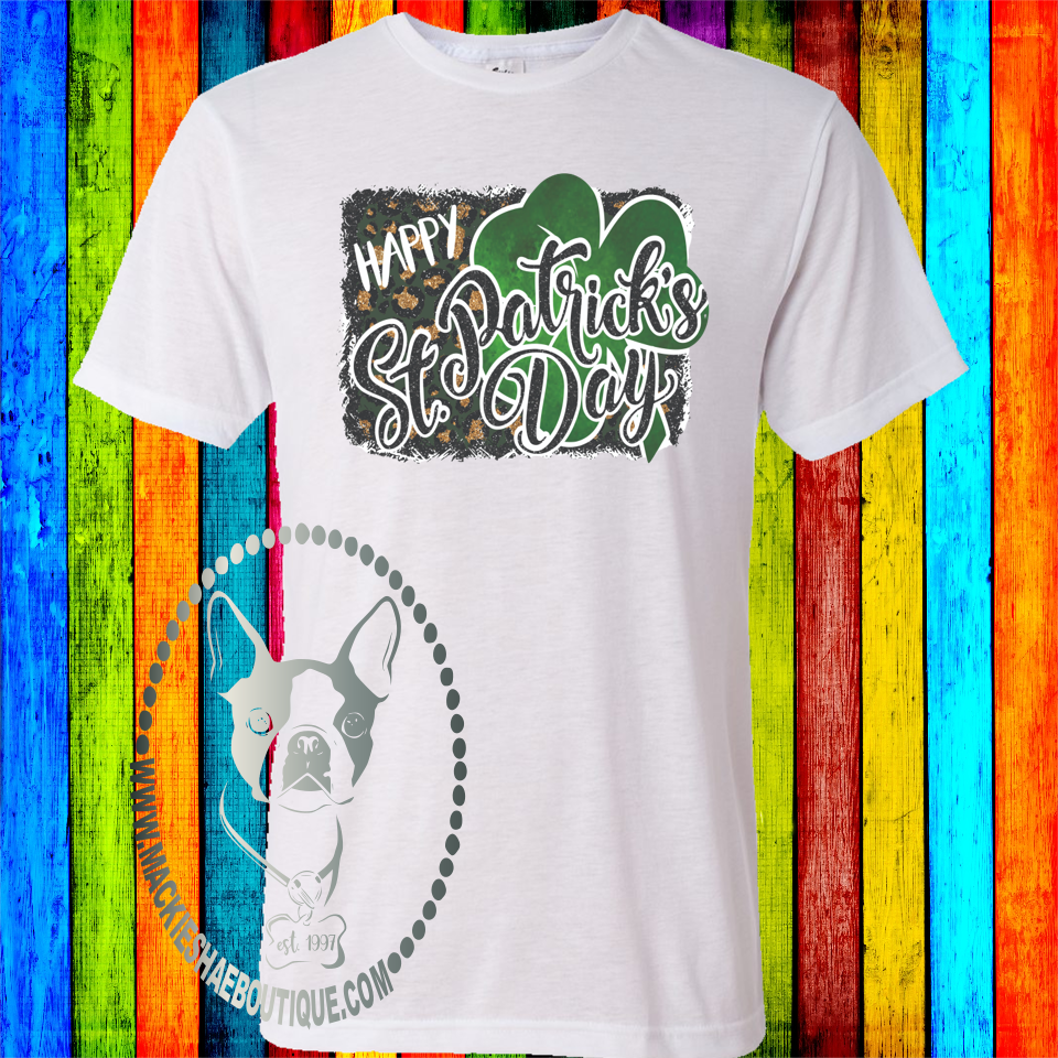 Happy St. Patrick's Day with Leopard Custom Shirt, Soft Short Sleeve