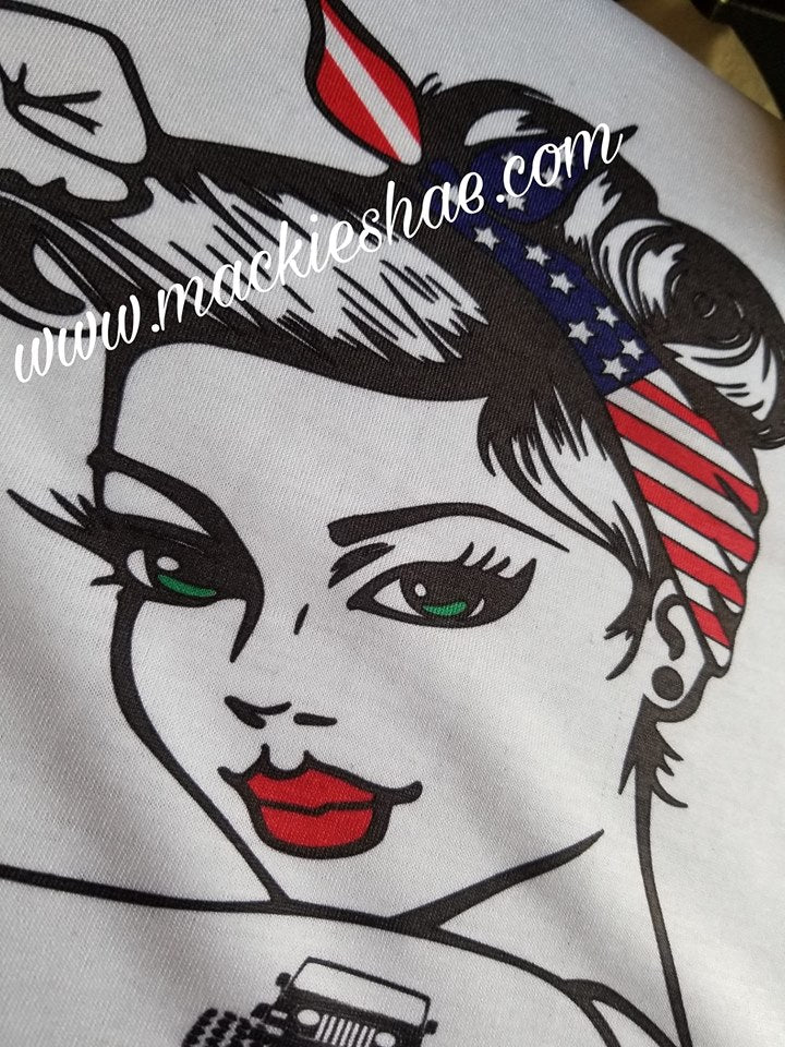 'Merica Jeep Girl Custom Shirt, Short Sleeve