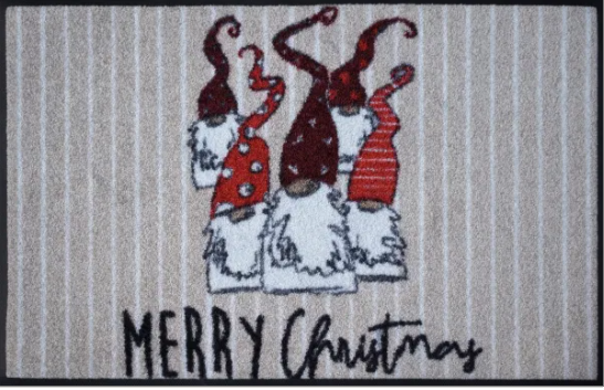Merry Christmas Gnomes Whimsical Mat