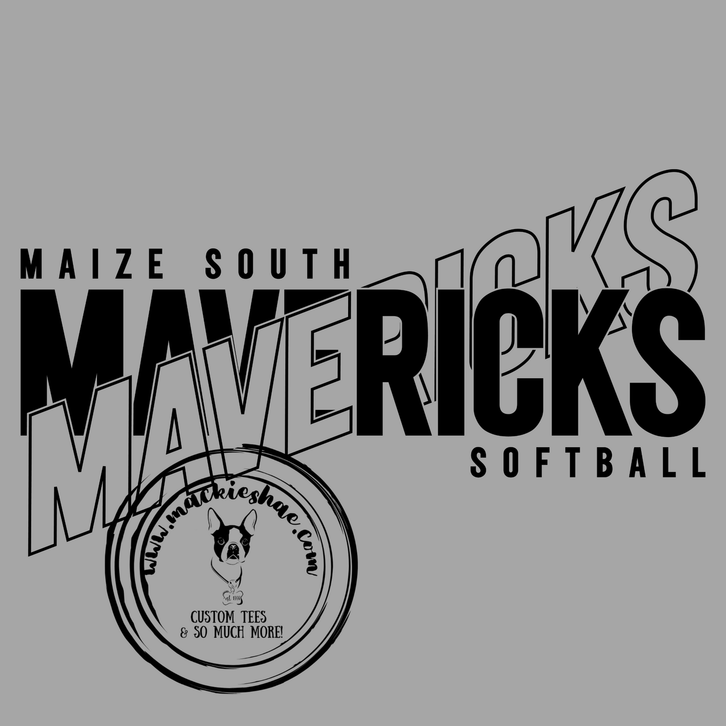 Maize South Mavericks Softball Crossed Custom Shirt for Youth and Adults,  Grey Gear