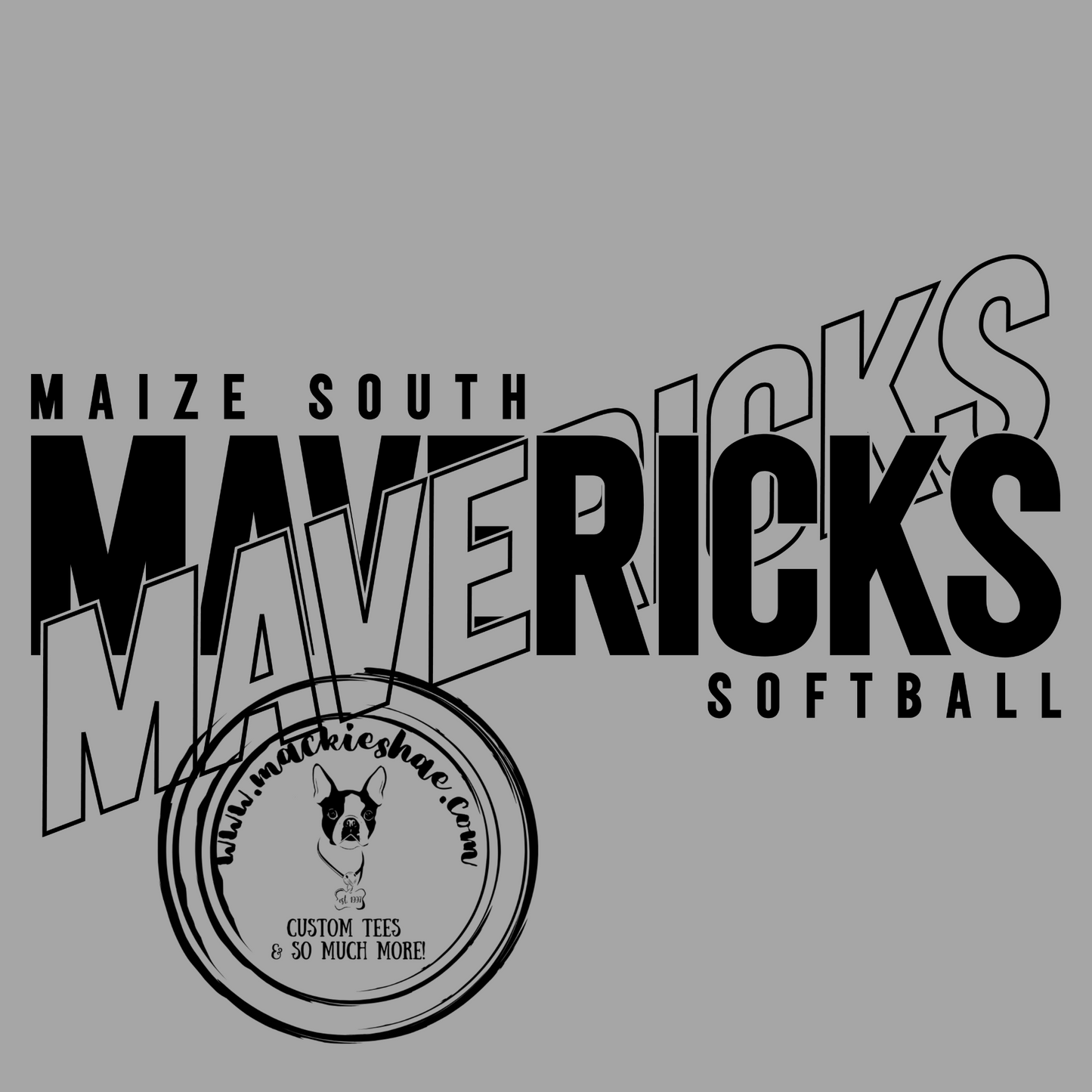 MSHS Softball- Maize South Mavericks Softball Crossed Grey Gear