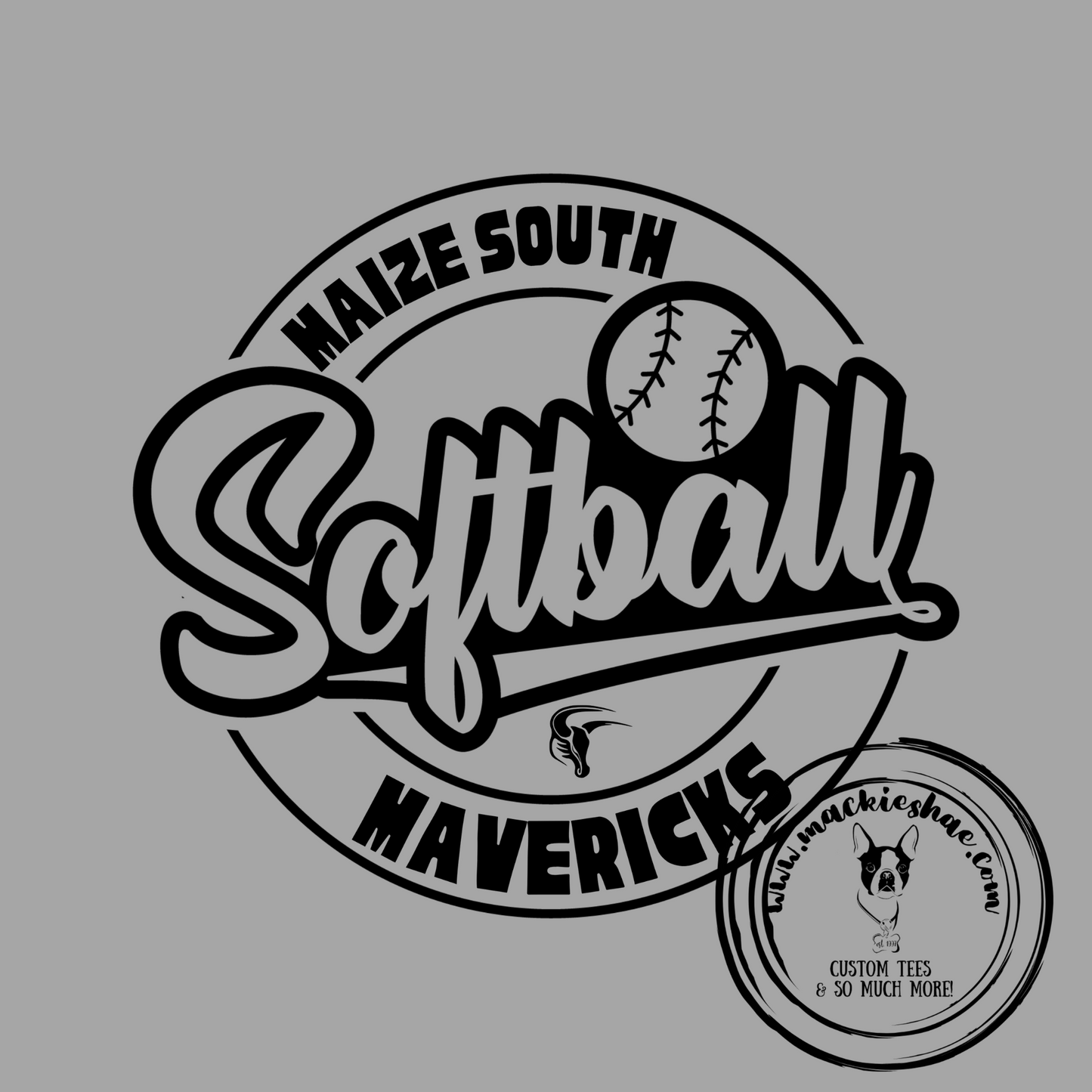 MSHS Softball- Maize South Mavericks Softball Circle Grey Gear