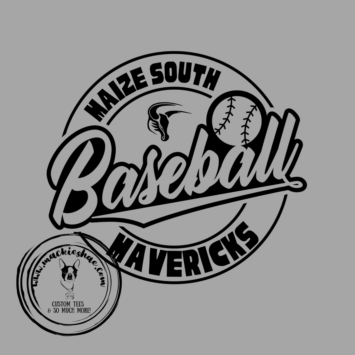 Maize South Mavericks Baseball Circle Custom Shirt for Youth and Adults, Grey Gear