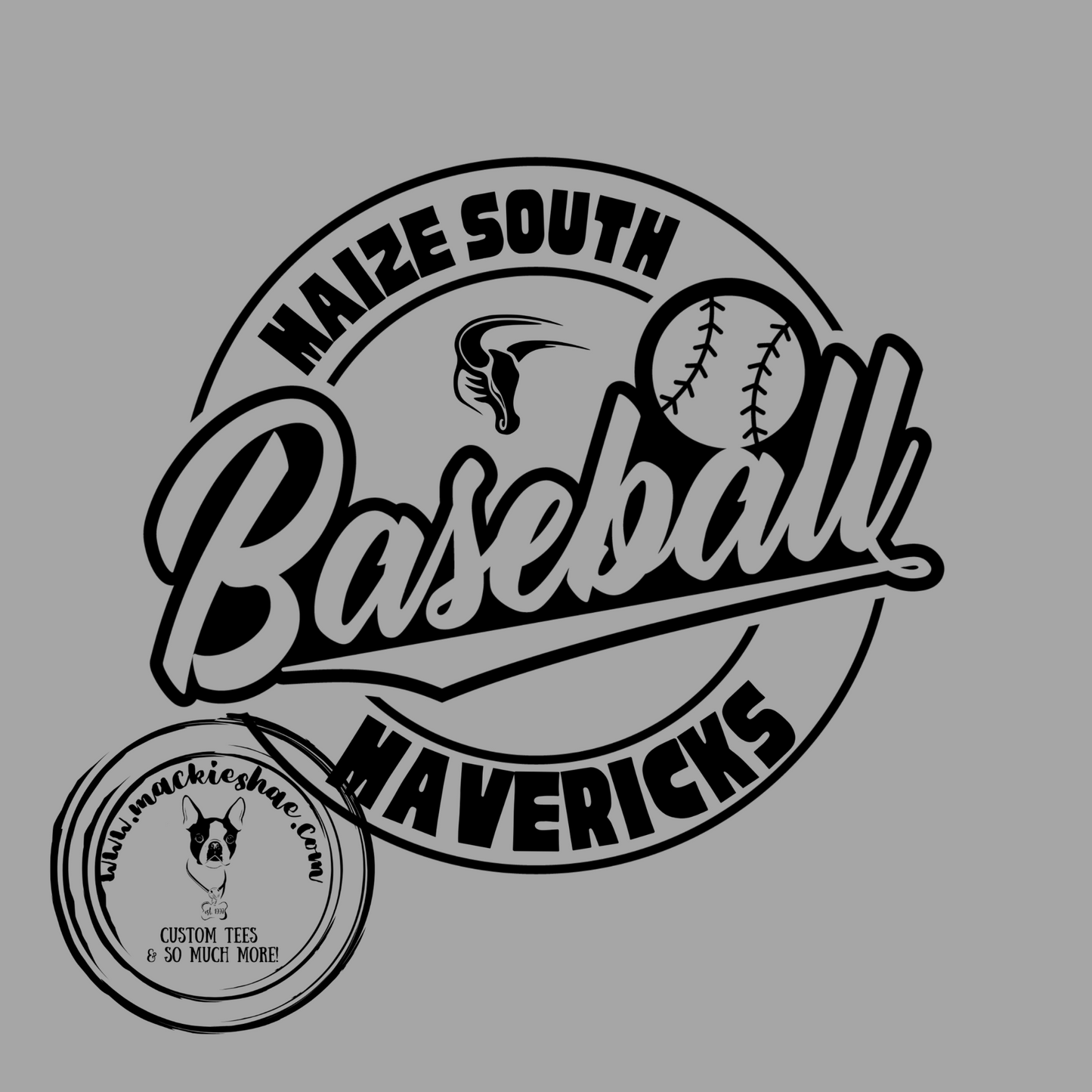 MSHS Baseball- Maize South Mavericks Baseball Circle Grey Gear