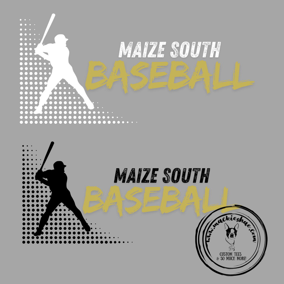 Maize South Baseball with Player Custom Shirt for Youth and Adults,  Black Gear