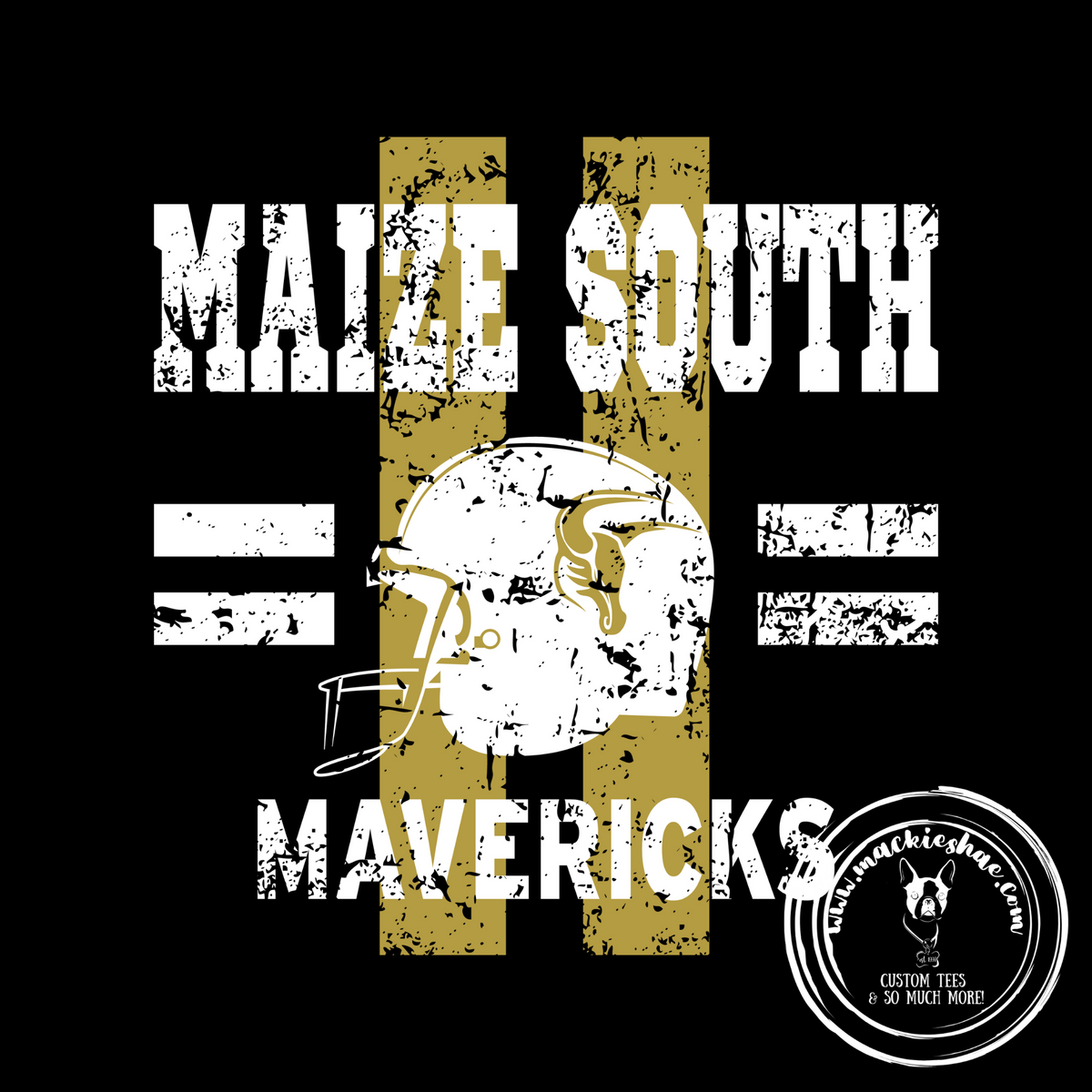 Maize South Mavericks Football Helmet Black Gear
