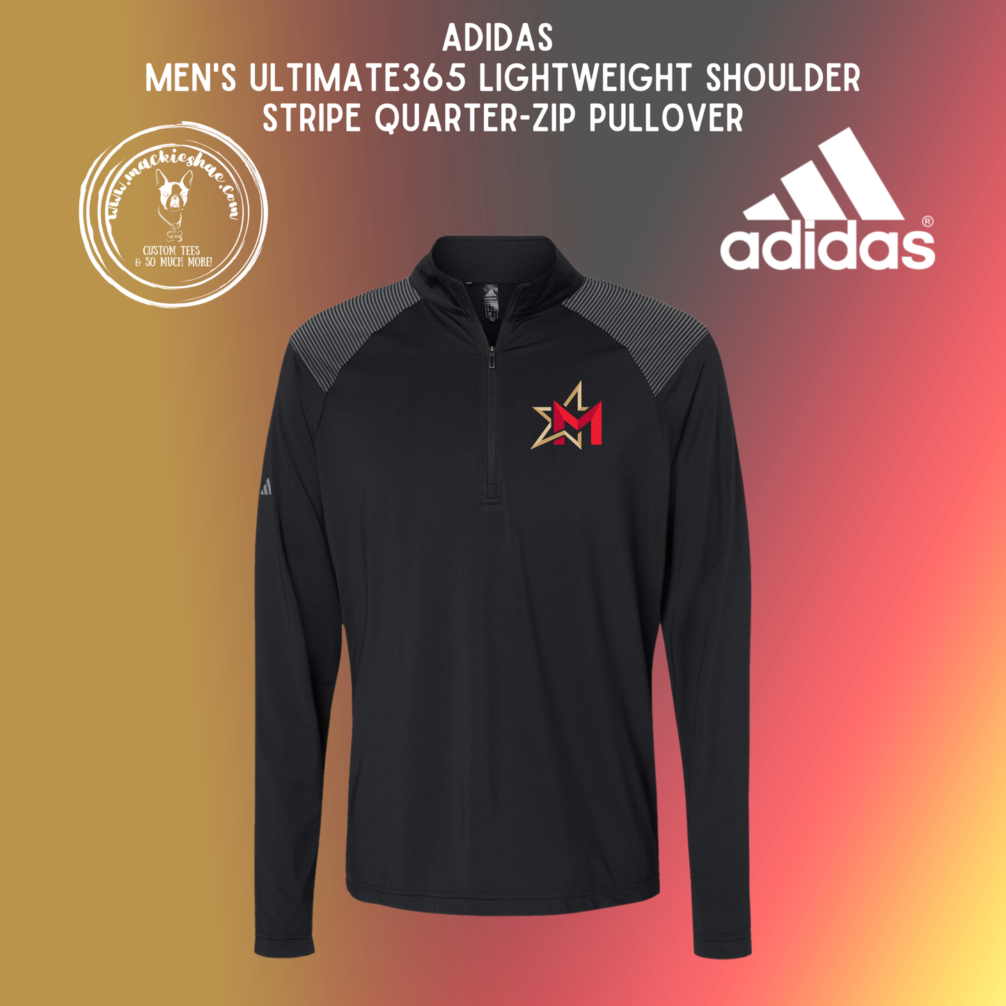 266- Maize USD266 M Star Logo ADIDAS Men's Ultimate365 Lightweight Shoulder Stripe Quarter-Zip Pullover