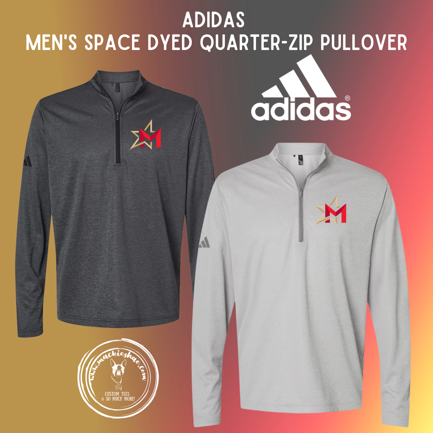 266- Maize USD266 M Star Logo ADIDAS Men's Space Dyed Quarter-Zip Pullover