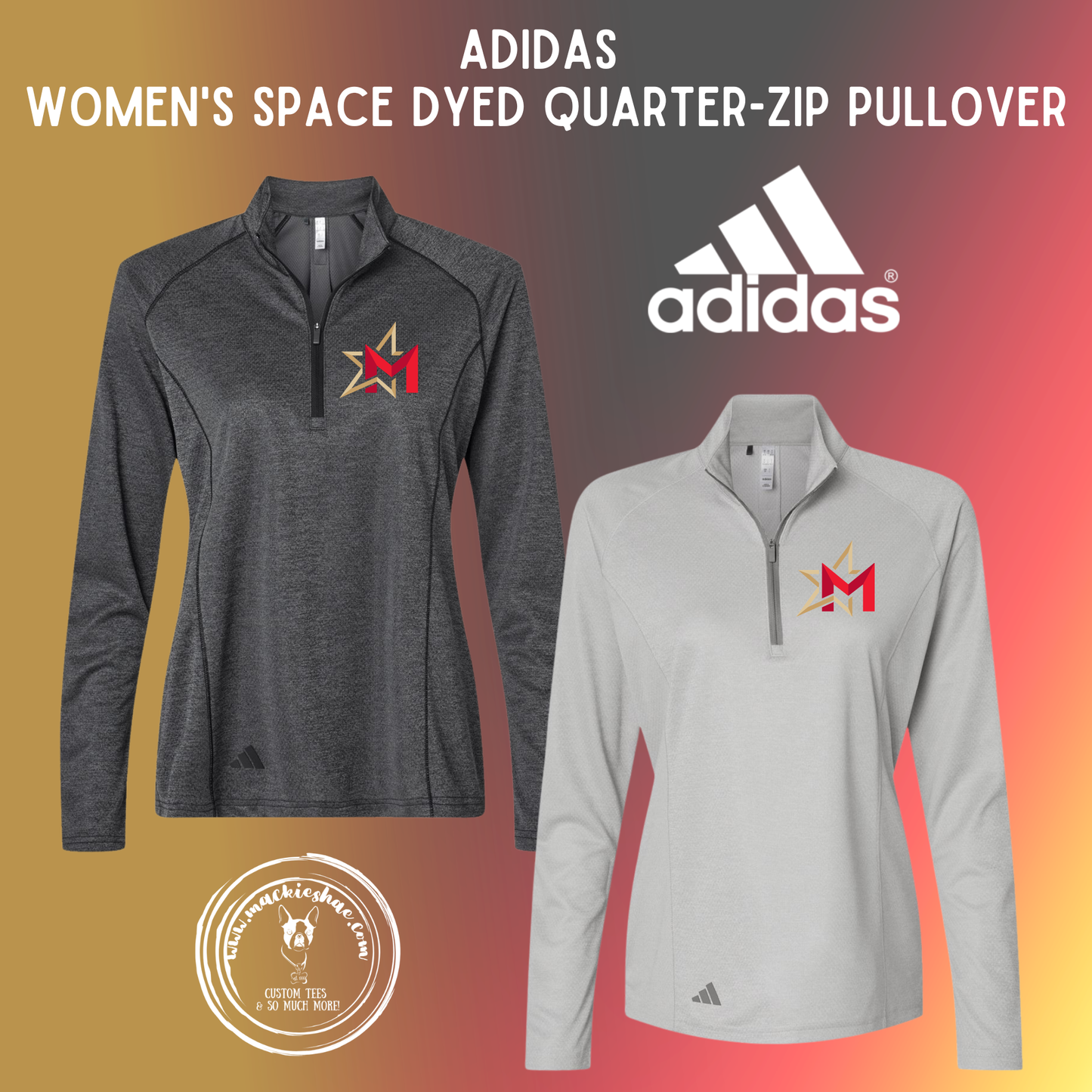 266- Maize USD266 M Star Logo ADIDAS Women's Space Dyed Quarter-Zip Pullover