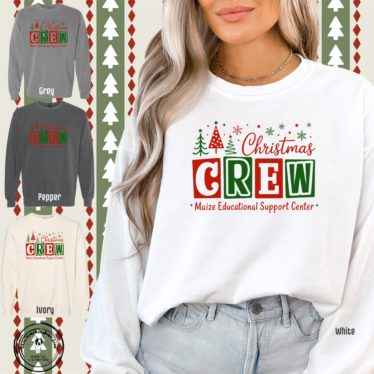 266- Christmas Crew Maize Educational Support Center Comfort Colors Garment-Dyed Unisex Crewneck Sweatshirt