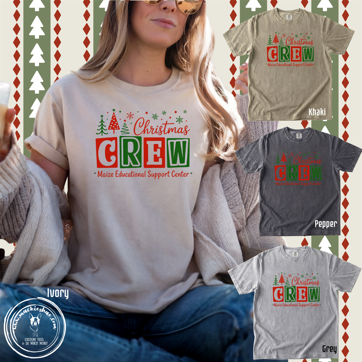 266- Christmas Crew Maize Educational Support Center Comfort Colors Garment-Dyed Unisex Tee