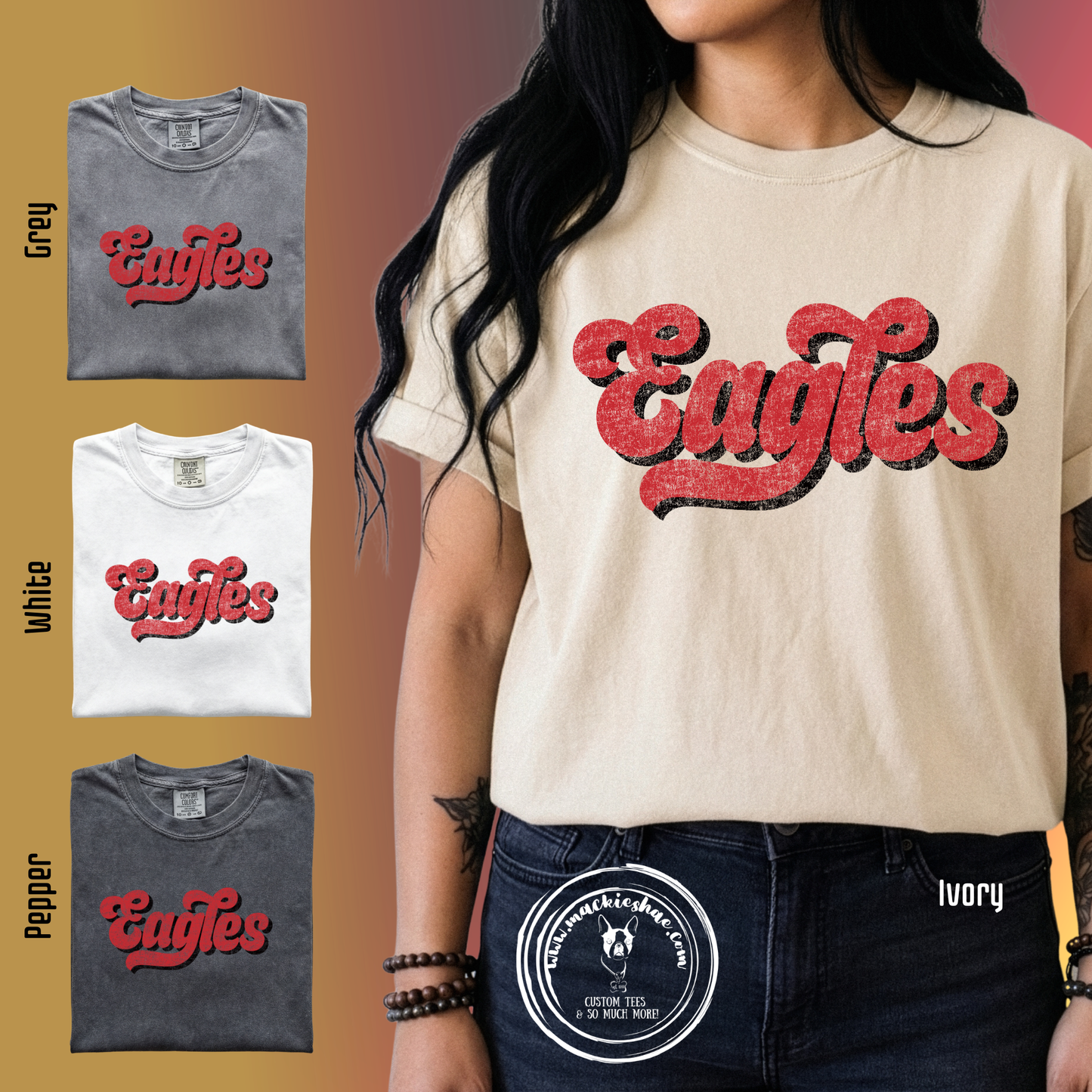 266- Eagles Chunky Retro Comfort Colors Garment-Dyed Unisex Tee