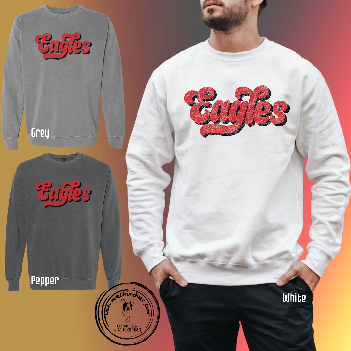 266- Eagles Chunky Retro Comfort Colors Garment-Dyed Unisex Crewneck Sweatshirt