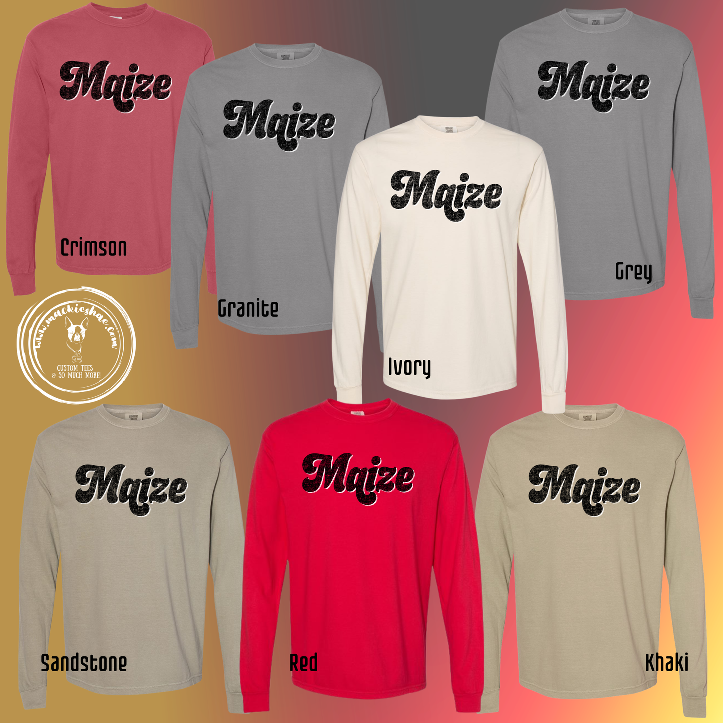 266- Maize Chunky Retro Comfort Colors Garment-Dyed Unisex Long Sleeve Tee