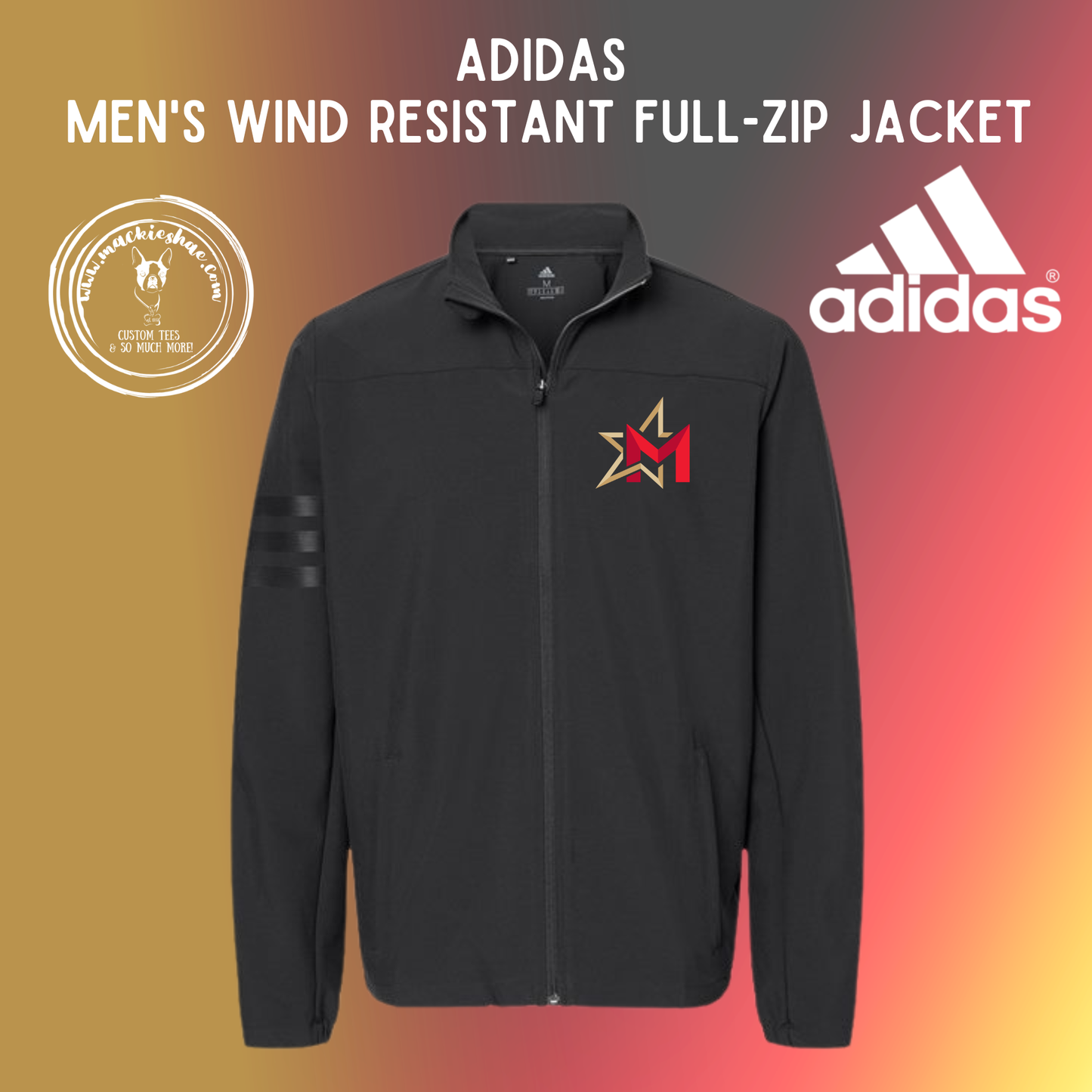 266- Maize USD266 M Star Logo ADIDAS Men's Wind Resistant Full-Zip Jacket