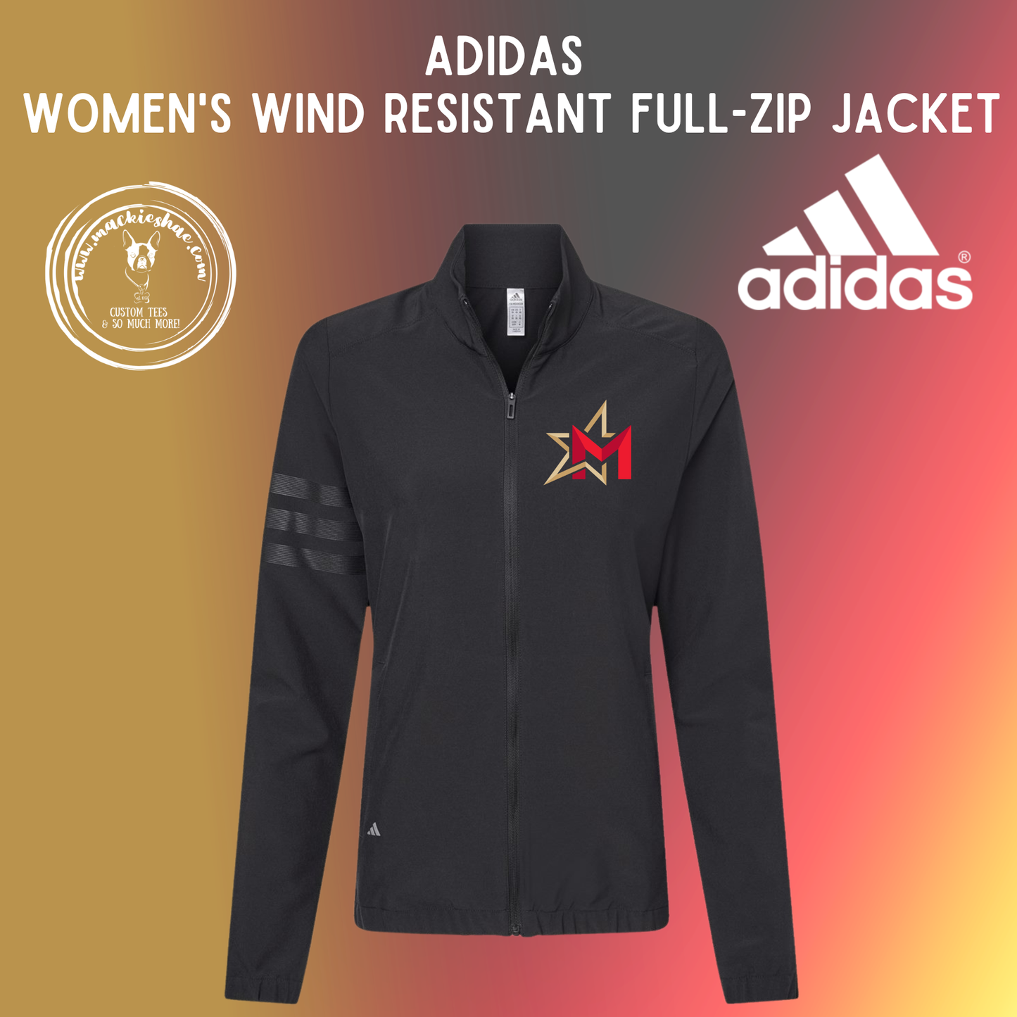 266- Maize USD266 M Star Logo ADIDAS Women's Wind Resistant Full-Zip Jacket