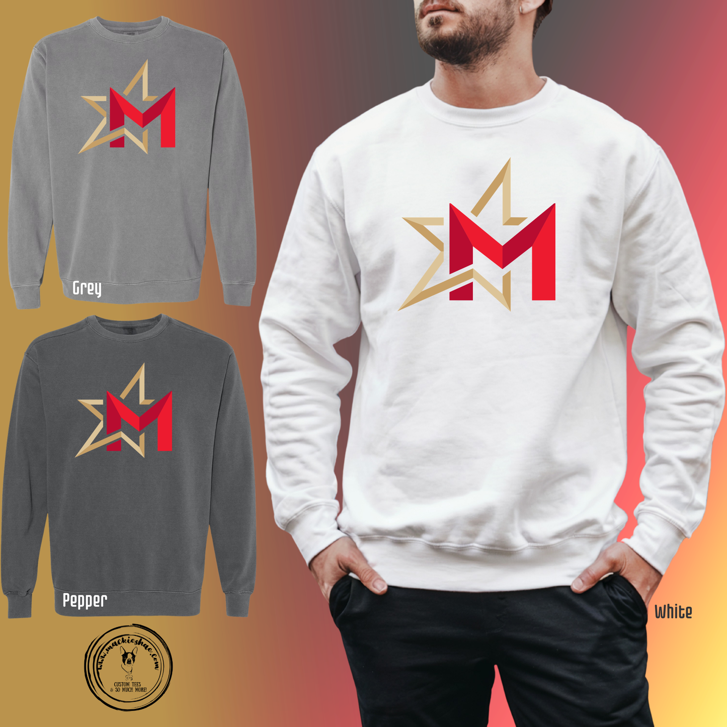 266- Maize USD266 M Star Logo Comfort Colors Garment-Dyed Unisex Crewneck Sweatshirt