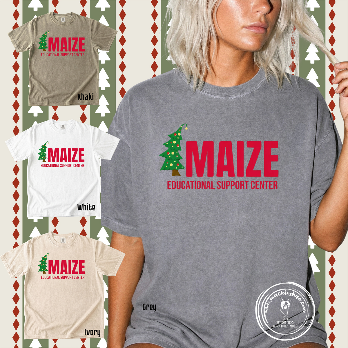 266- Maize Educational Support Center with Christmas Tree Comfort Colors Garment-Dyed Unisex Tee