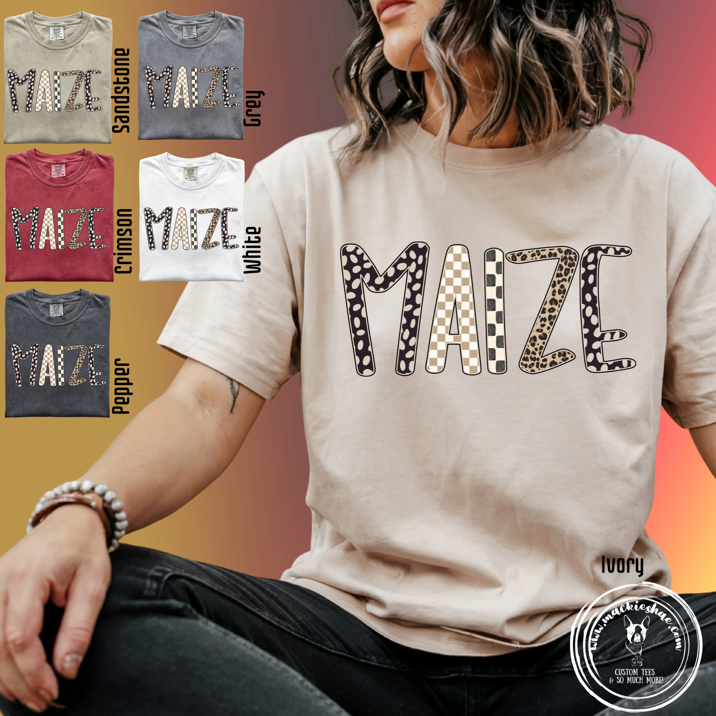 266- Maize Leopard Checkered Comfort Colors Garment-Dyed Unisex Tee