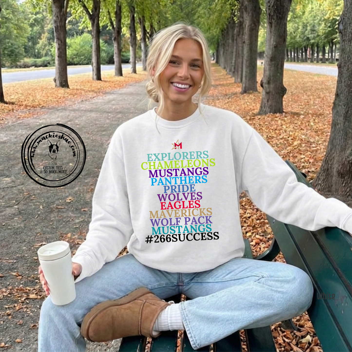 266- Maize Mascots Comfort Colors Garment-Dyed White Unisex Crewneck Sweatshirt