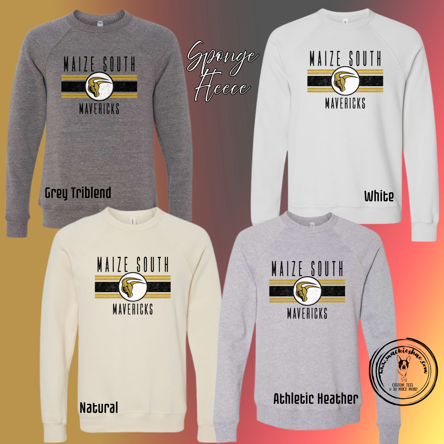 266- Maize South Mavericks Circle Unisex Sponge Fleece Sweatshirt