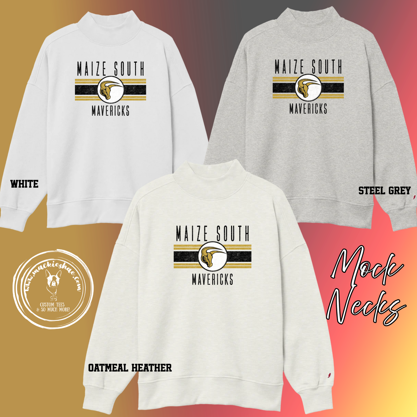 266- Maize South Mavericks Circle Women's Mock Neck