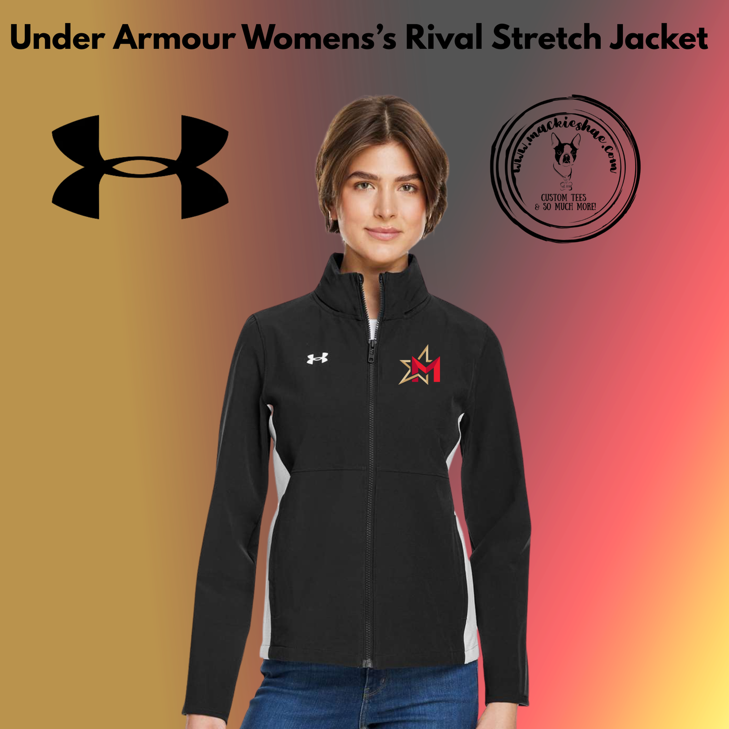 266- Maize USD266 M Star Logo Under Armour Women's Black/White Rival Stretch Jacket