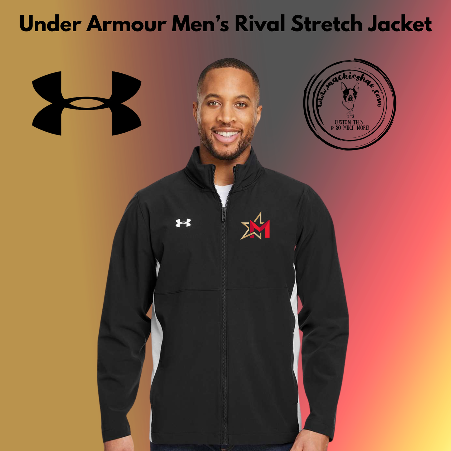 266- Maize USD266 M Star Logo Under Armour Men's Black/White Rival Stretch Jacket