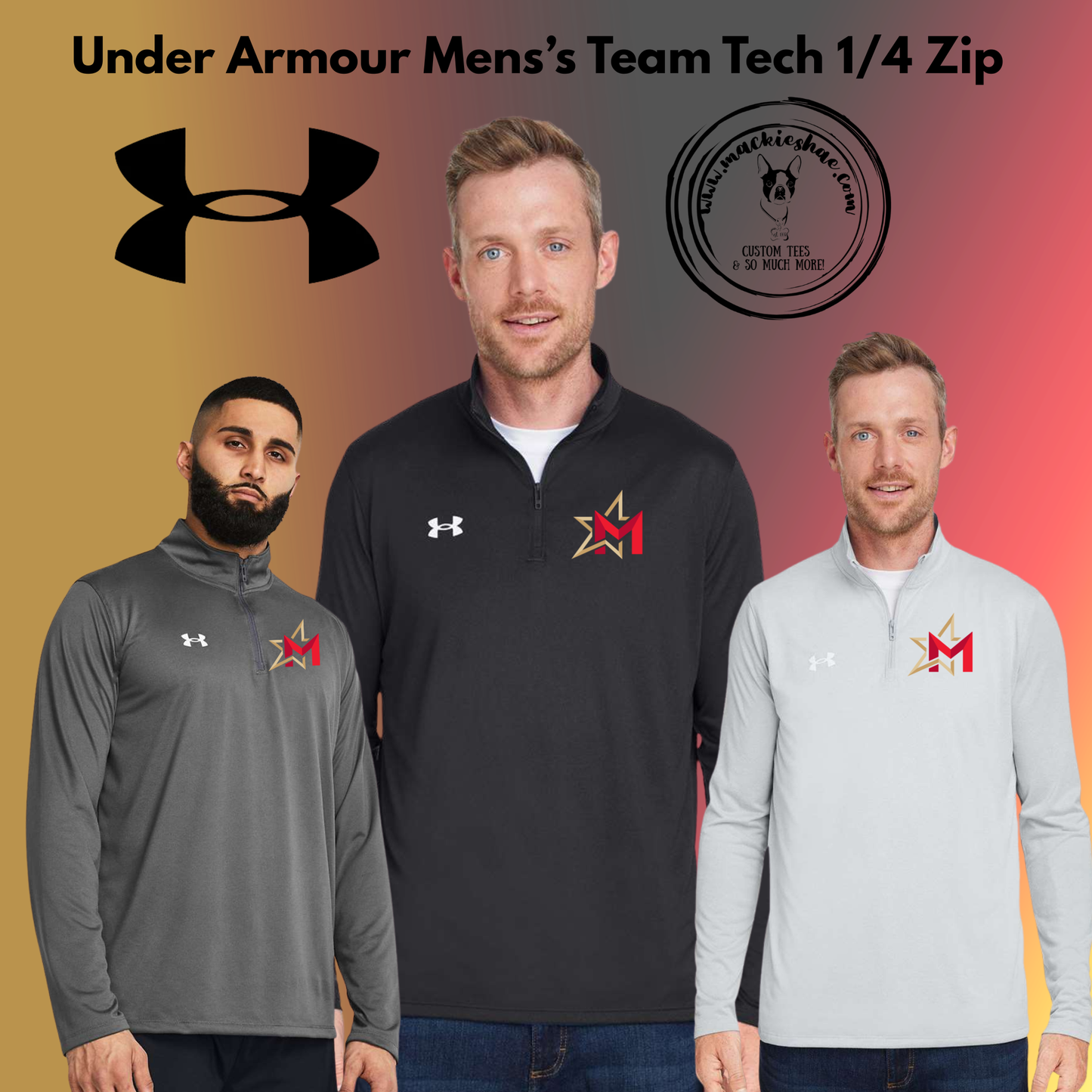 266- Maize USD266 M Star Logo Under Armour Men's Team Tech 1/4 Zip